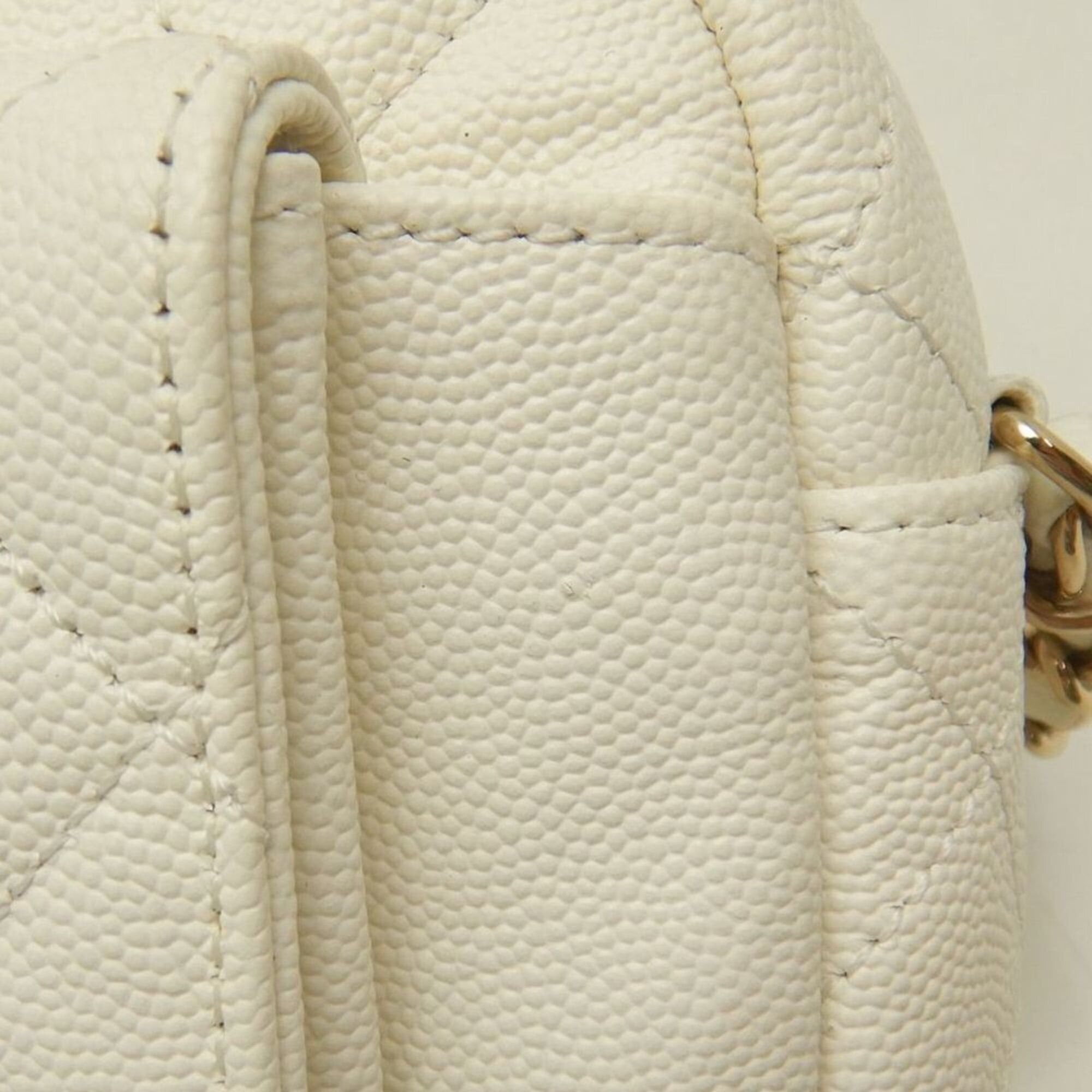 Chanel CHANEL Matelassé Caviar Skin Shoulder Bag, White, Women's, 253826 Size ONE SIZE - 12 Thumbnail