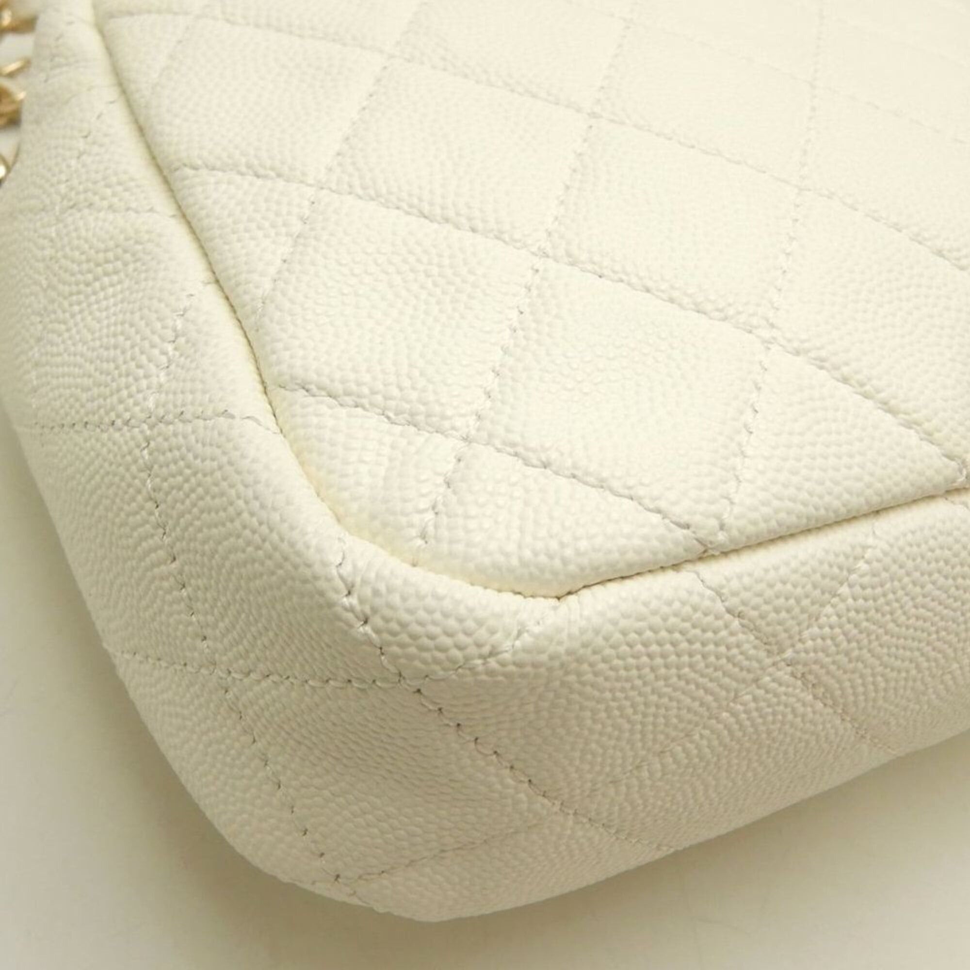 Chanel CHANEL Matelassé Caviar Skin Shoulder Bag, White, Women's, 253826 Size ONE SIZE - 15 Thumbnail