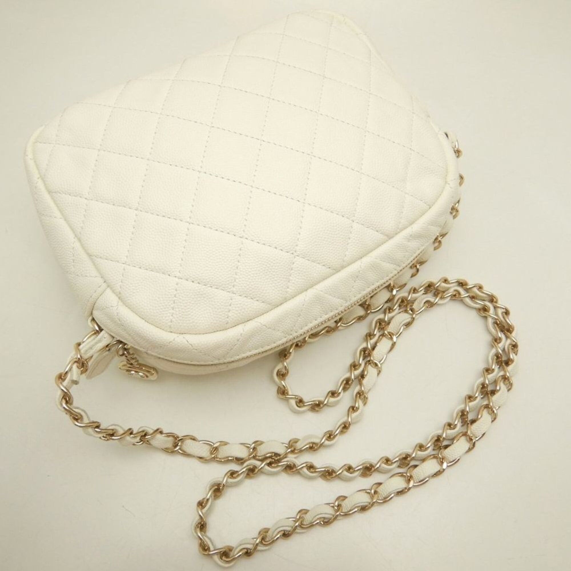 Chanel CHANEL Matelassé Caviar Skin Shoulder Bag, White, Women's, 253826 Size ONE SIZE - 3 Thumbnail