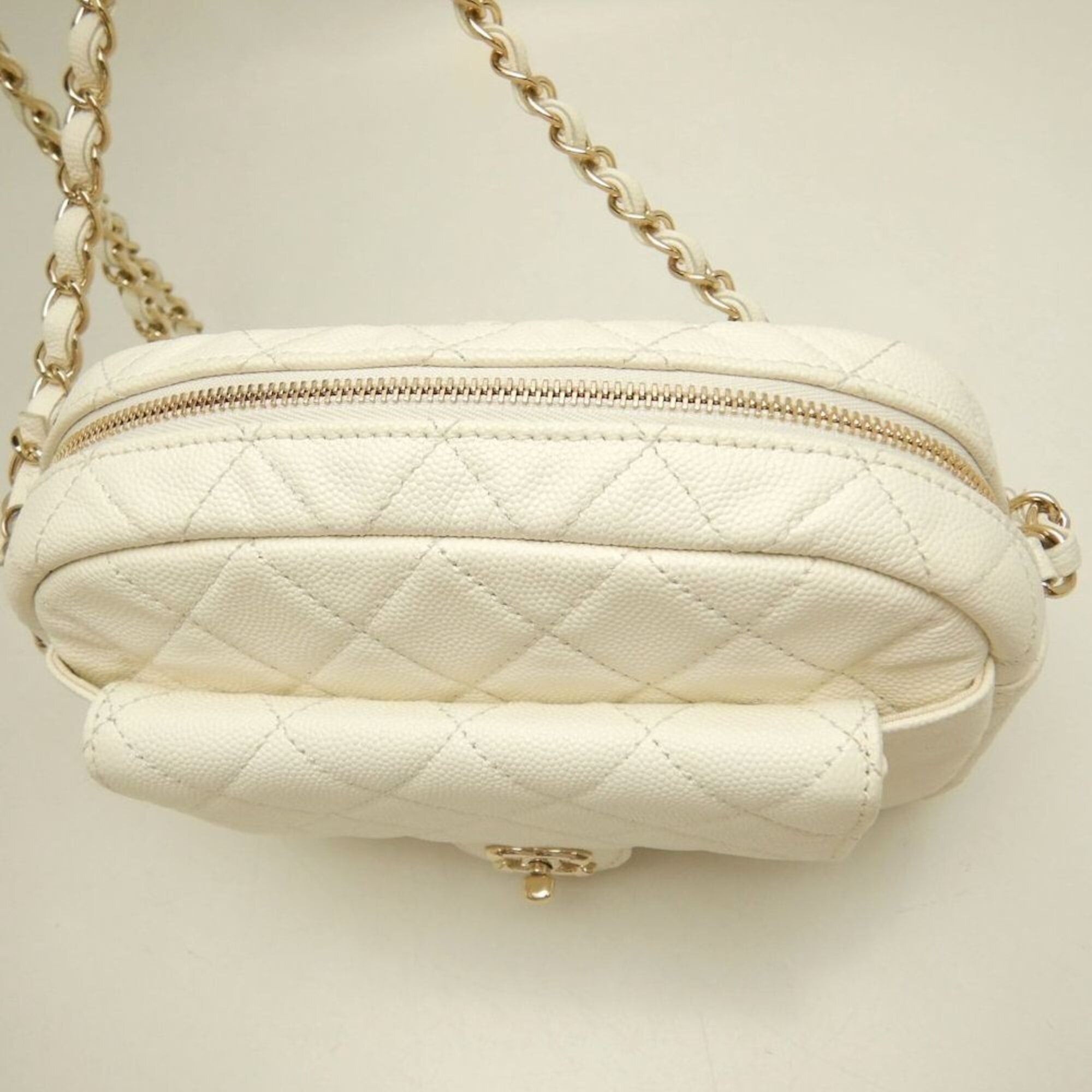 Chanel CHANEL Matelassé Caviar Skin Shoulder Bag, White, Women's, 253826 Size ONE SIZE - 8 Thumbnail
