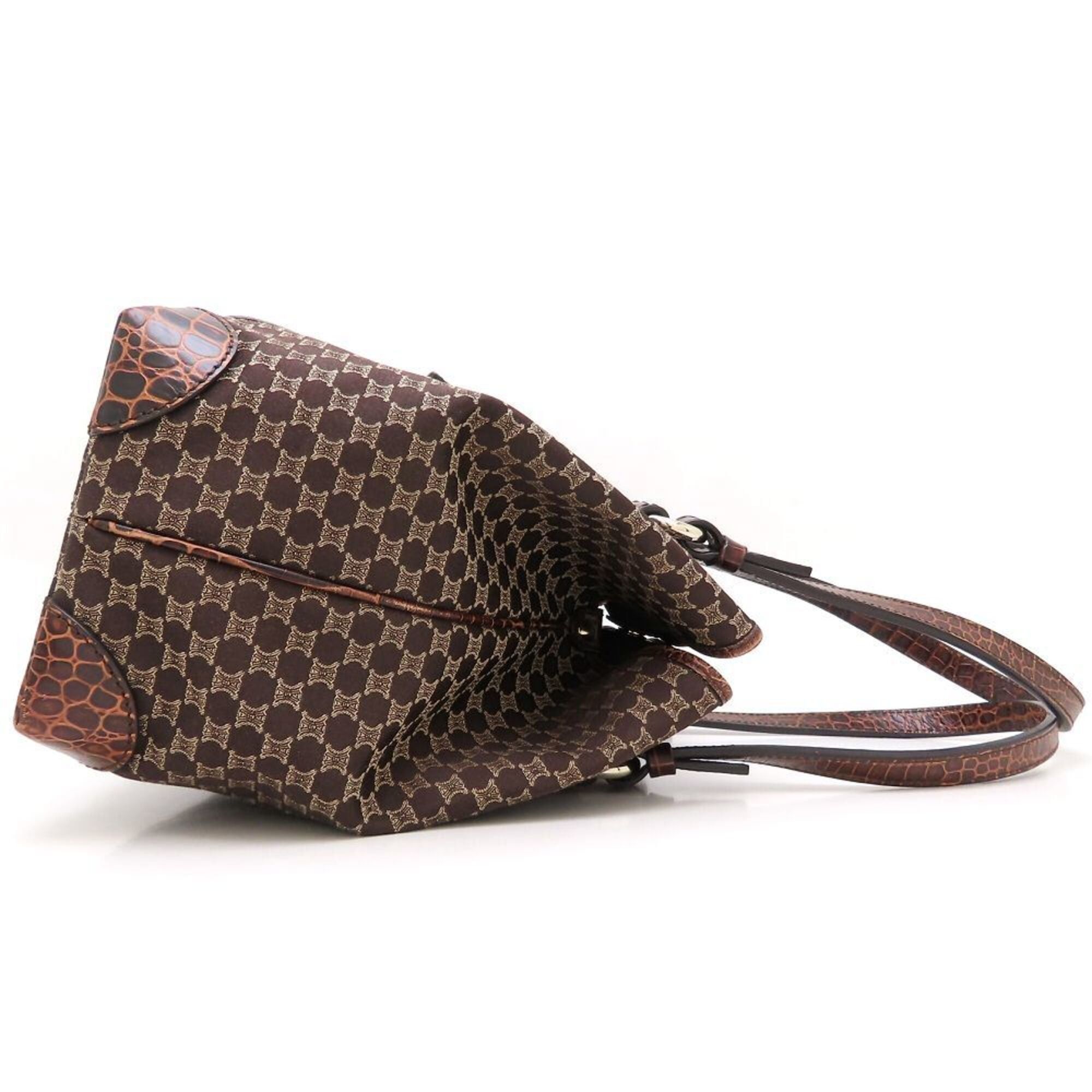 Celine CELINE Macadam Tote Bag, Canvas x Embossed Leather, Brown, Women's, 353272 Size ONE SIZE - 3 Thumbnail