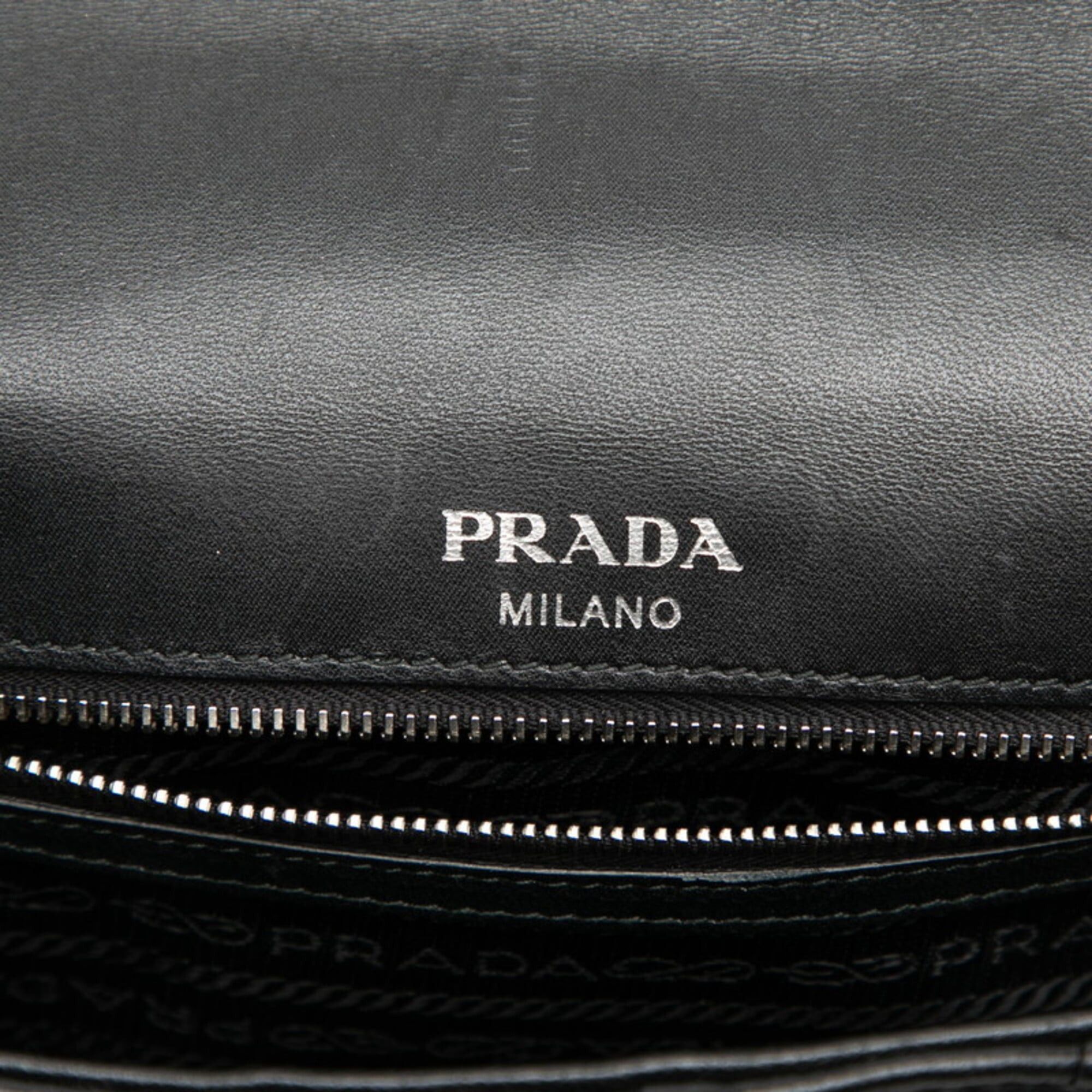 Prada Prada Nappa Gaufre Gathered Crossbody Chain Shoulder Bag 1BD140 Nero Black Leather Women's PRADA Size ONE SIZE - 5 Thumbnail