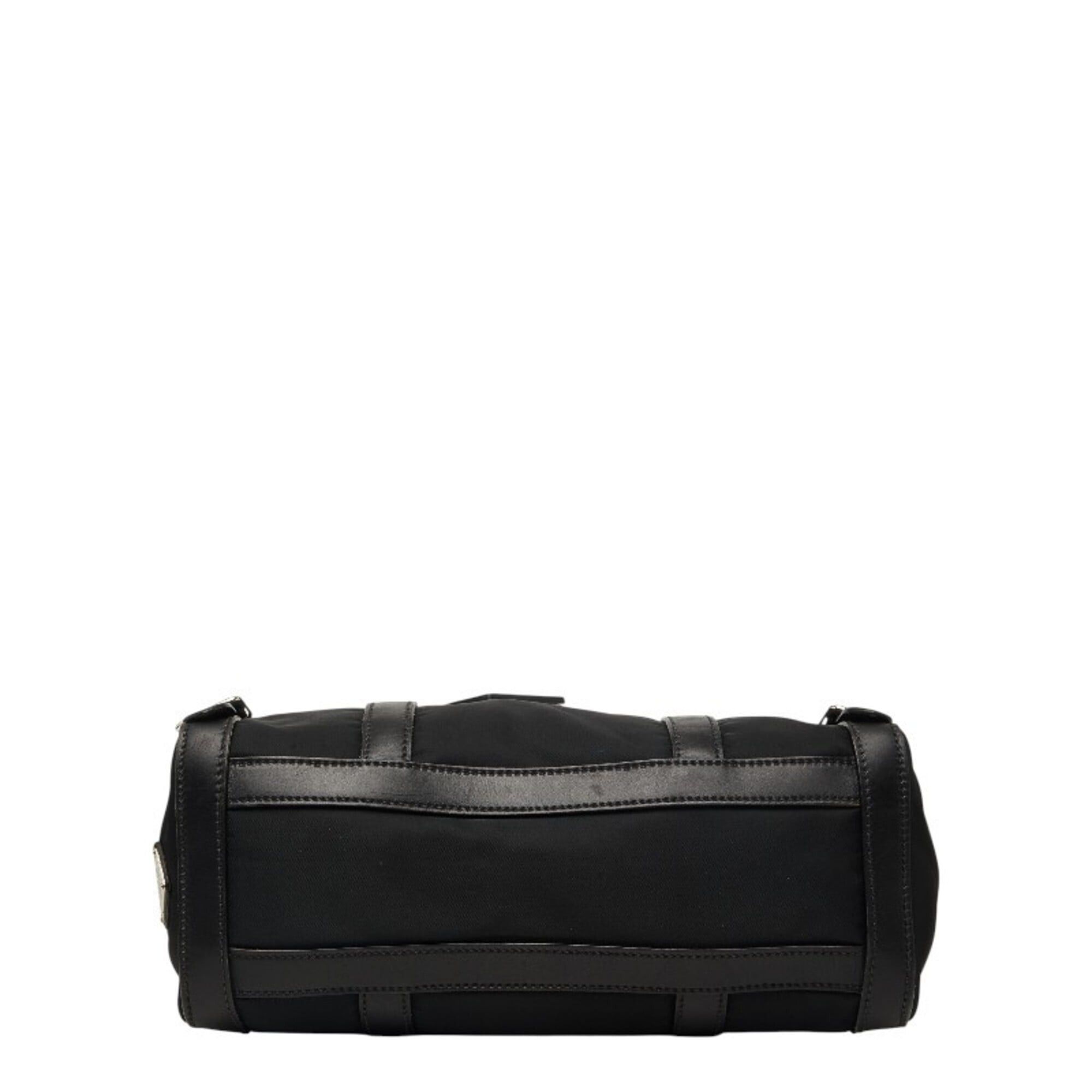 Prada Prada Triangle Logo Plate Flap Shoulder Bag, Black Nylon Leather, Women's PRADA Size ONE SIZE - 3 Thumbnail