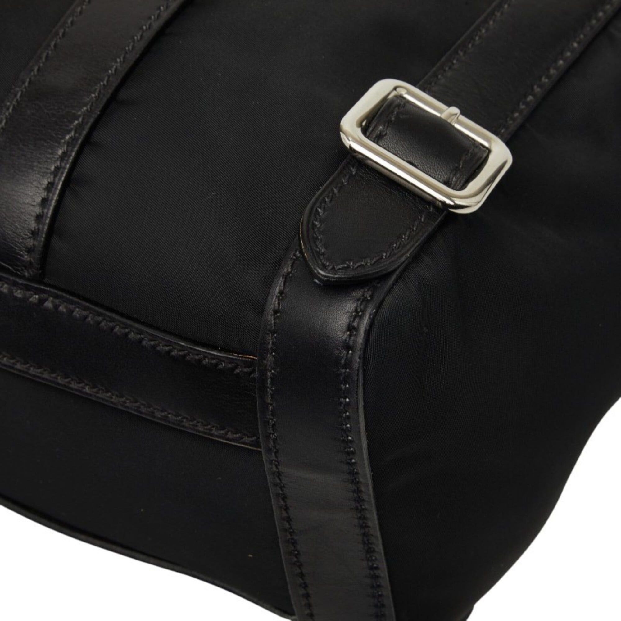 Prada Prada Triangle Logo Plate Flap Shoulder Bag, Black Nylon Leather, Women's PRADA Size ONE SIZE - 6 Thumbnail