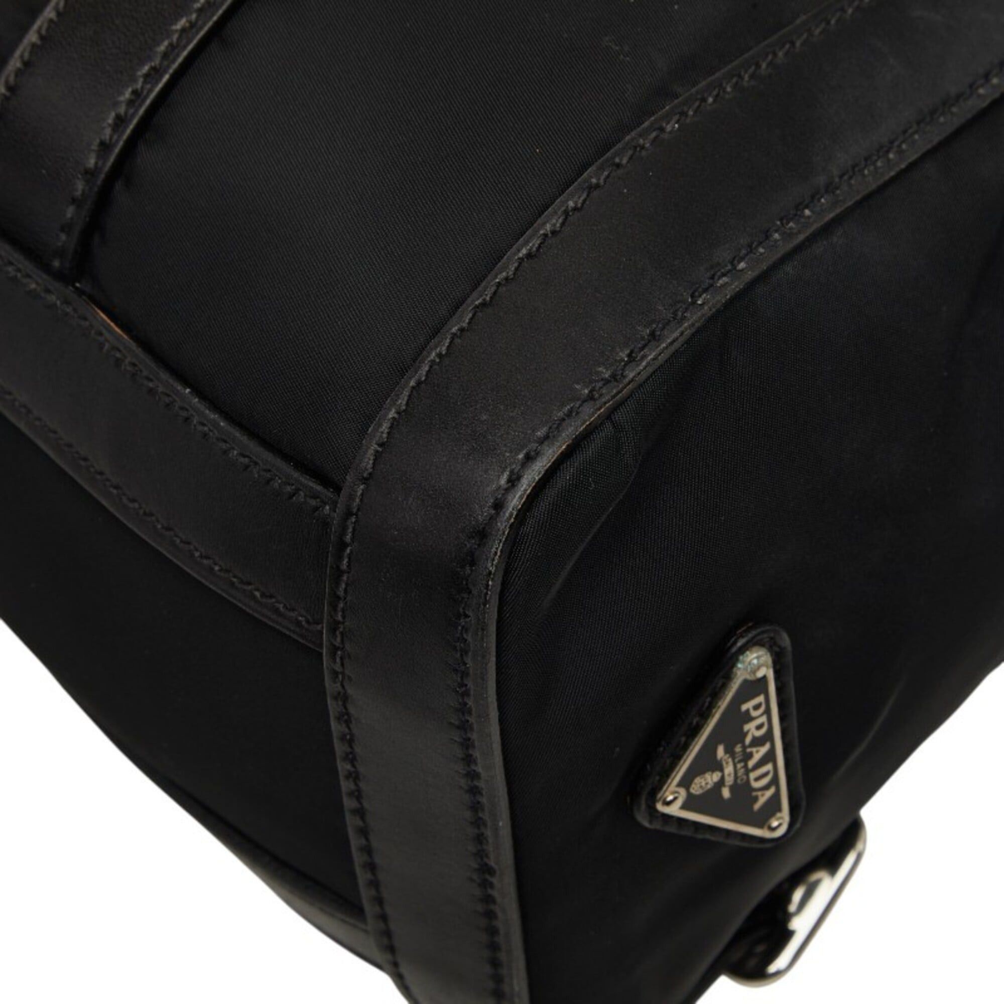 Prada Prada Triangle Logo Plate Flap Shoulder Bag, Black Nylon Leather, Women's PRADA Size ONE SIZE - 8 Thumbnail