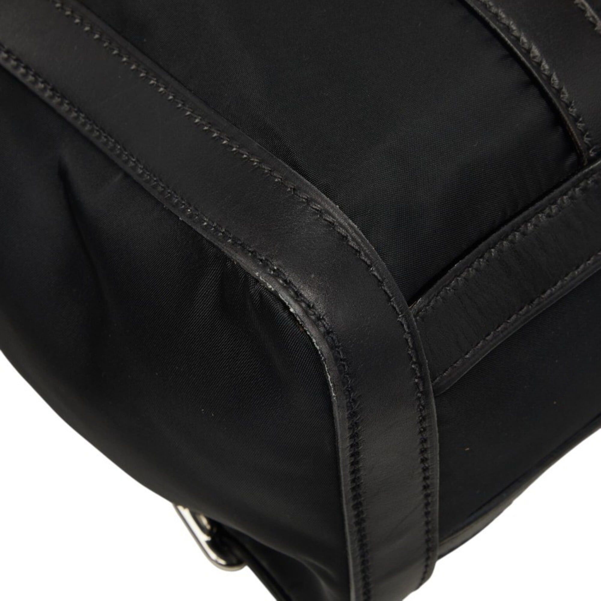 Prada Prada Triangle Logo Plate Flap Shoulder Bag, Black Nylon Leather, Women's PRADA Size ONE SIZE - 7 Thumbnail