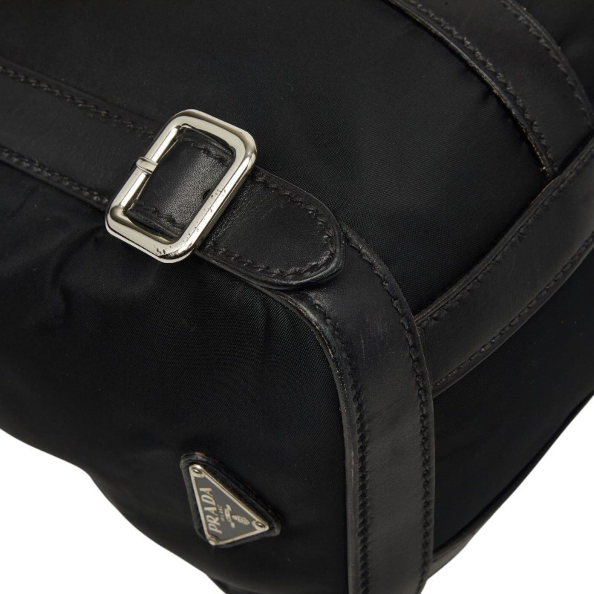 Prada Prada Triangle Logo Plate Flap Shoulder Bag, Black Nylon Leather, Women's PRADA Size ONE SIZE - 5 Thumbnail