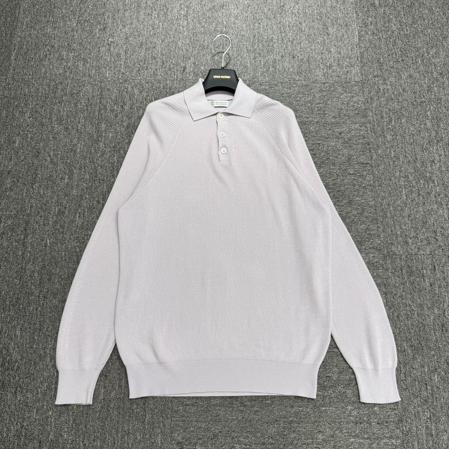 Brunello Cucinelli Brunello Cucinelli Lavender Knit Polo Size L Size US L / EU 52-54 / 3 - 2 Thumbnail