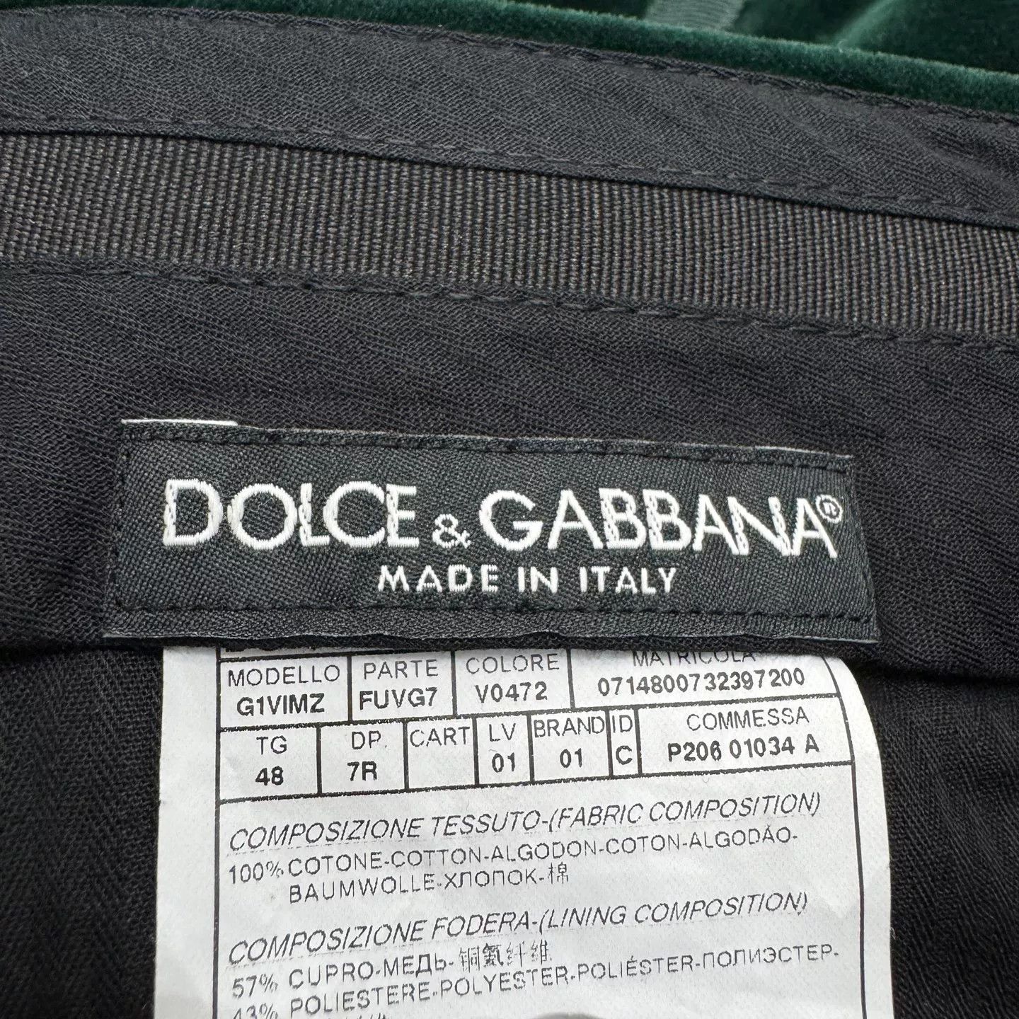 Dolce & Gabbana Dolce & Gabbana Green Velvet Casual Pants Size 32 Size US 32 / EU 48 - 3 Thumbnail