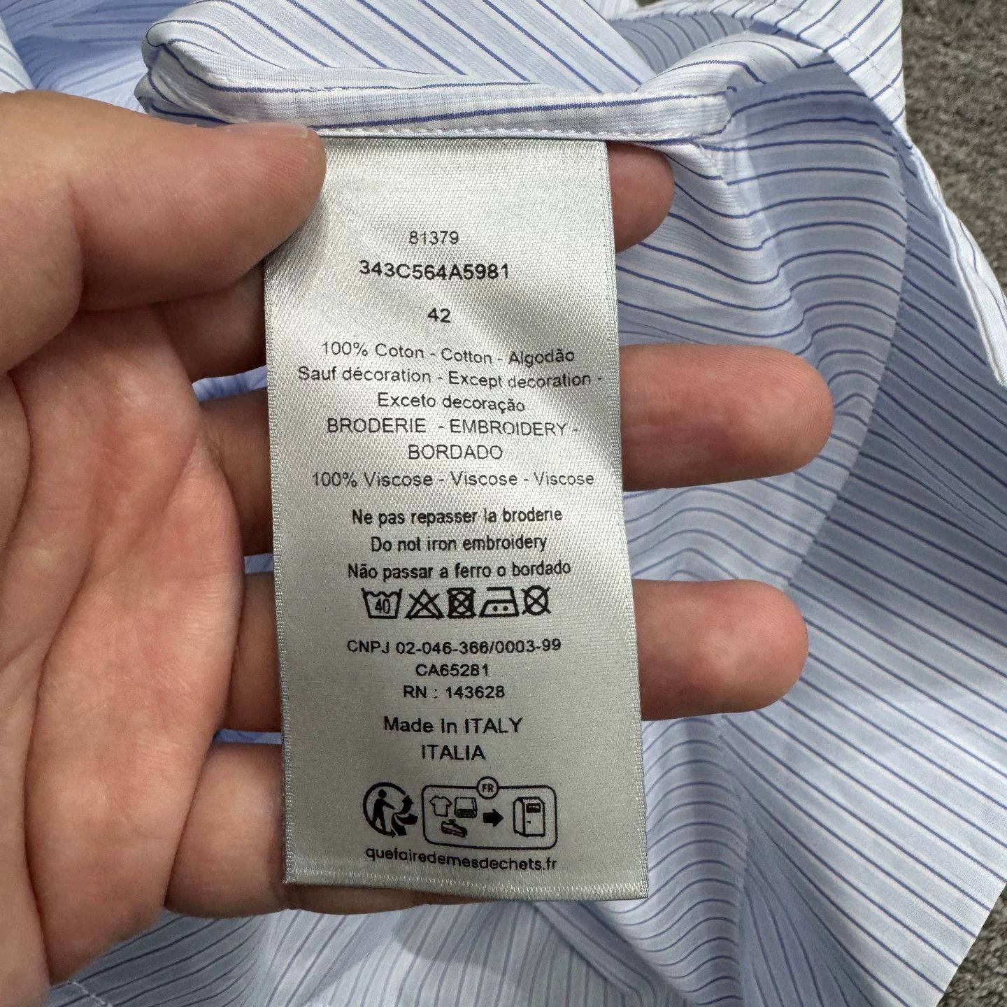 Dior Dior Striped Shirt Size L Size US L / EU 52-54 / 3 - 4 Thumbnail