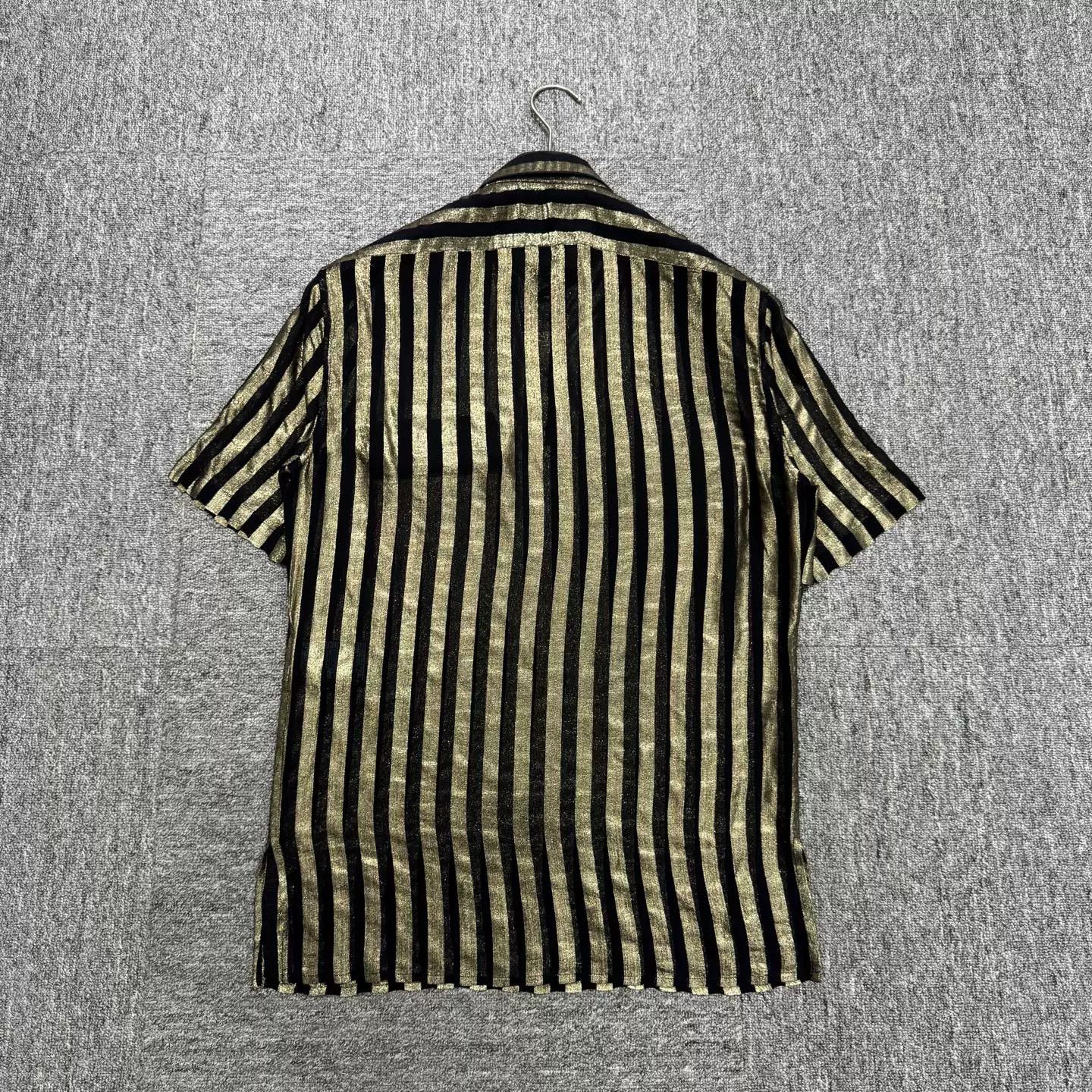 Saint Laurent Paris Saint Laurent Gold Stripe Silk Shirt Size S Size US S / EU 44-46 / 1 - 6 Thumbnail