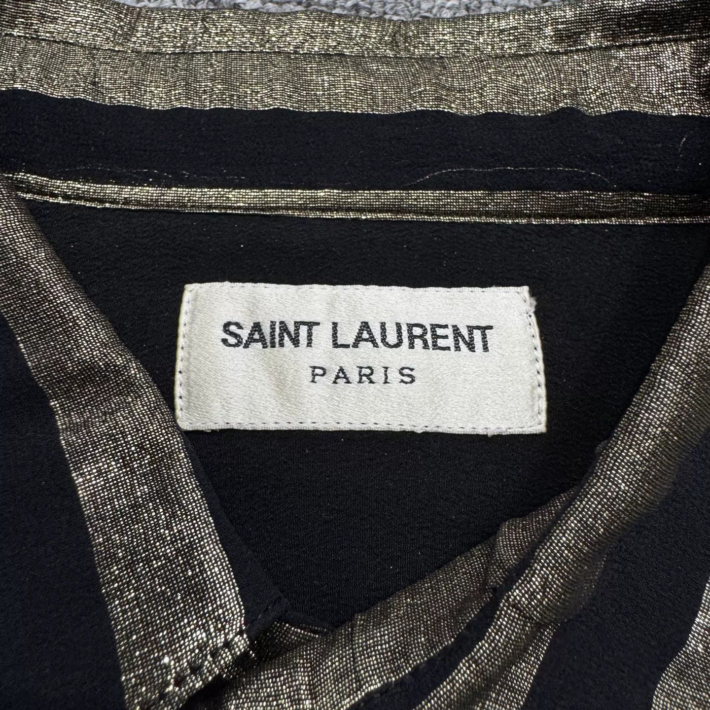 Saint Laurent Paris Saint Laurent Gold Stripe Silk Shirt Size S Size US S / EU 44-46 / 1 - 3 Thumbnail