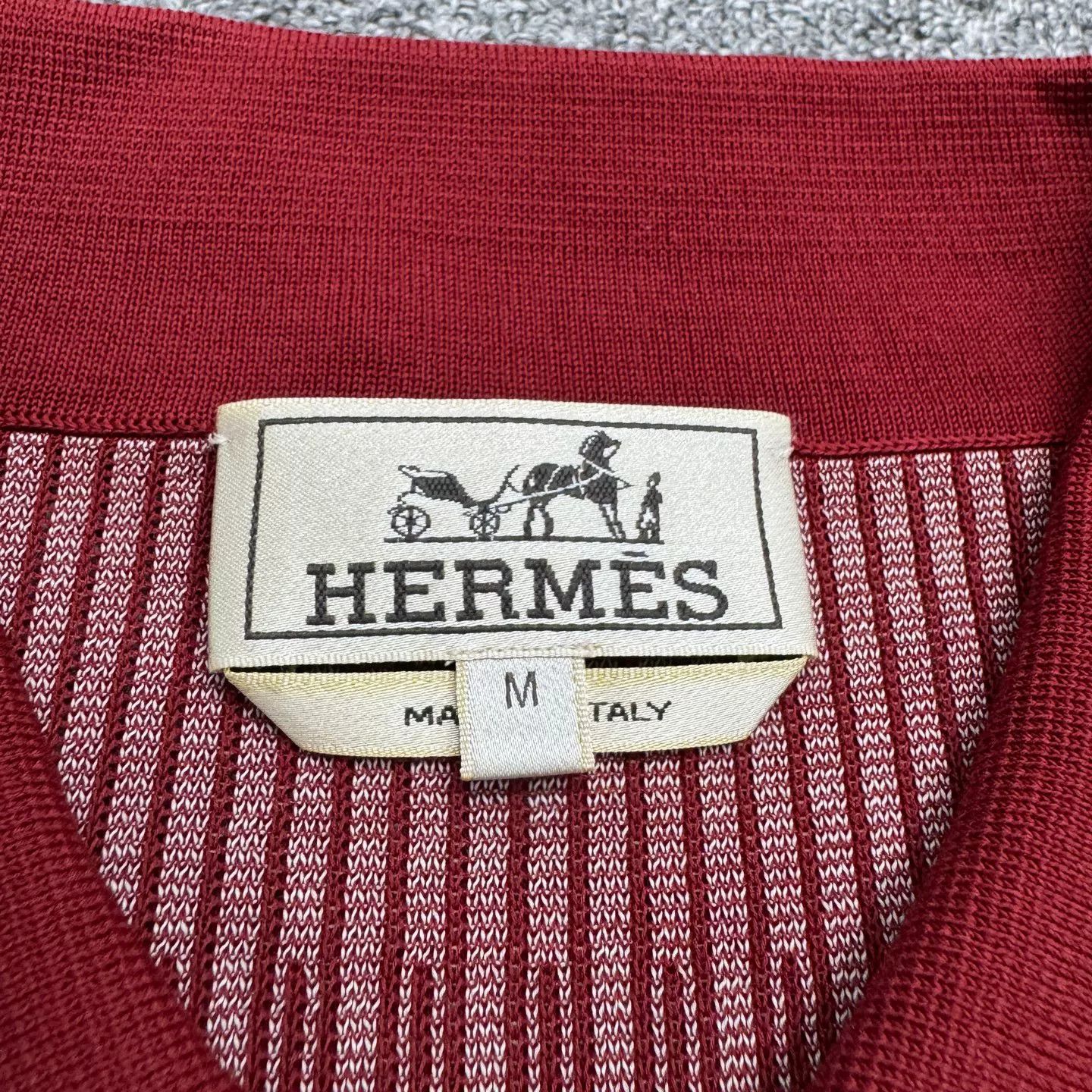 Hermes Hermès Red Cotton Knit Polo Size M Size US M / EU 48-50 / 2 - 3 Thumbnail