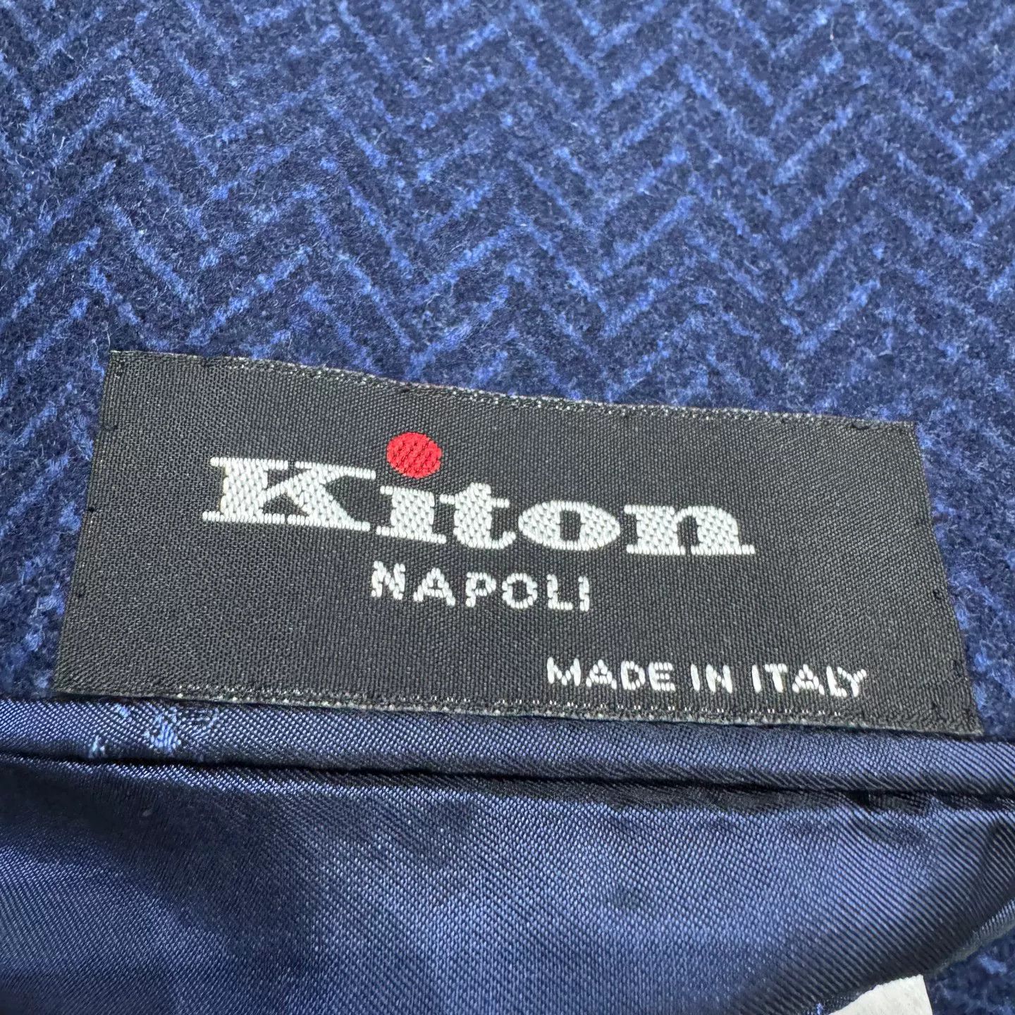 Kiton Kiton Blue Herringbone Cashmere Blazer Size 38R Size 38R - 3 Thumbnail