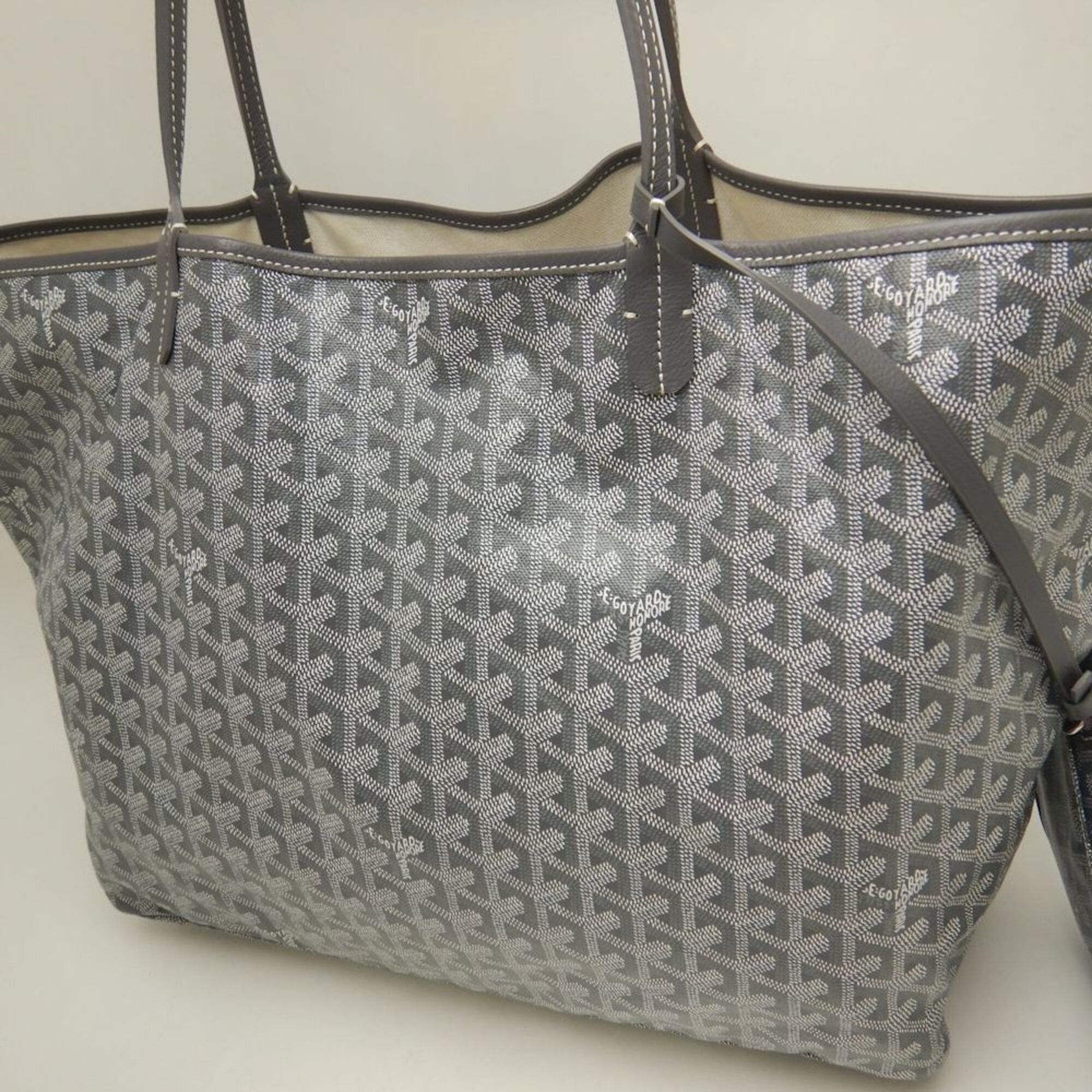 Goyard GOYARD Saint Louis GM Tote Bag, Goyardine Canvas, Gray, Women's, 253823 Size ONE SIZE - 7 Thumbnail