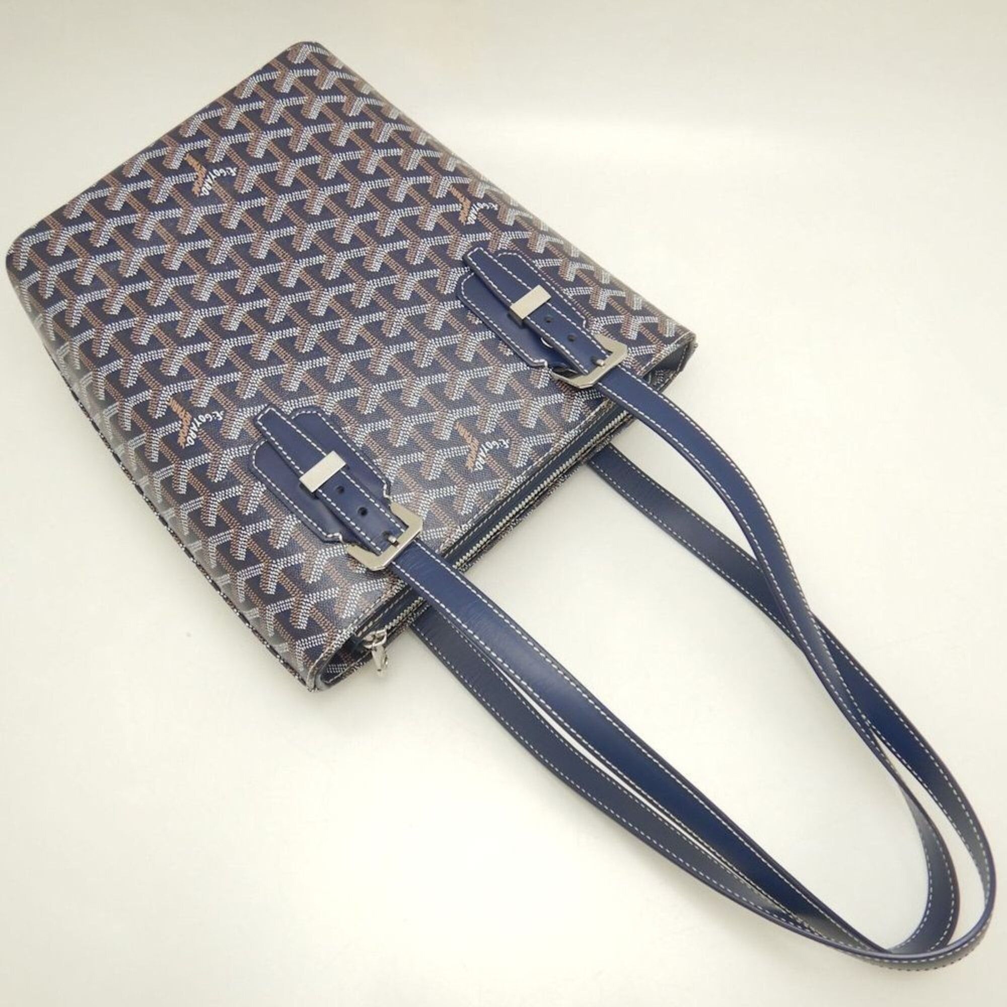 Goyard Goyard Marie-Galante PM Goyardine Canvas Tote Bag Navy Women's 253807 Size ONE SIZE - 3 Thumbnail