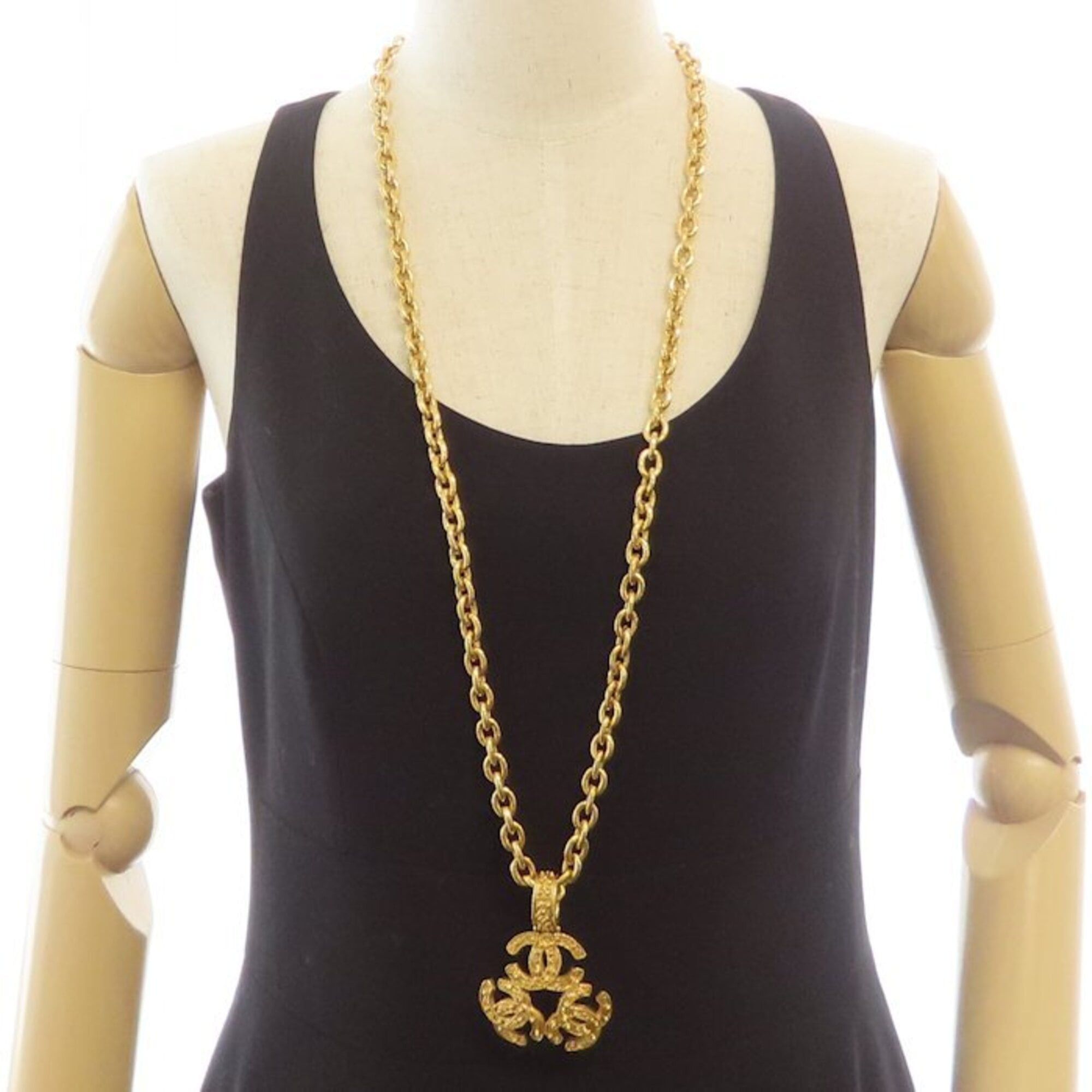 Chanel CHANEL Triple Coco Necklace, Long GP Gold Plated, Women's, 94A 295490 Size ONE SIZE - 3 Thumbnail
