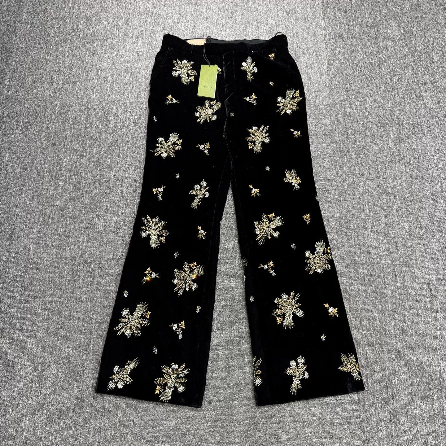 Gucci Gucci Floral Beaded Velvet Pants Size 48 Size US 32 / EU 48 - 2 Thumbnail