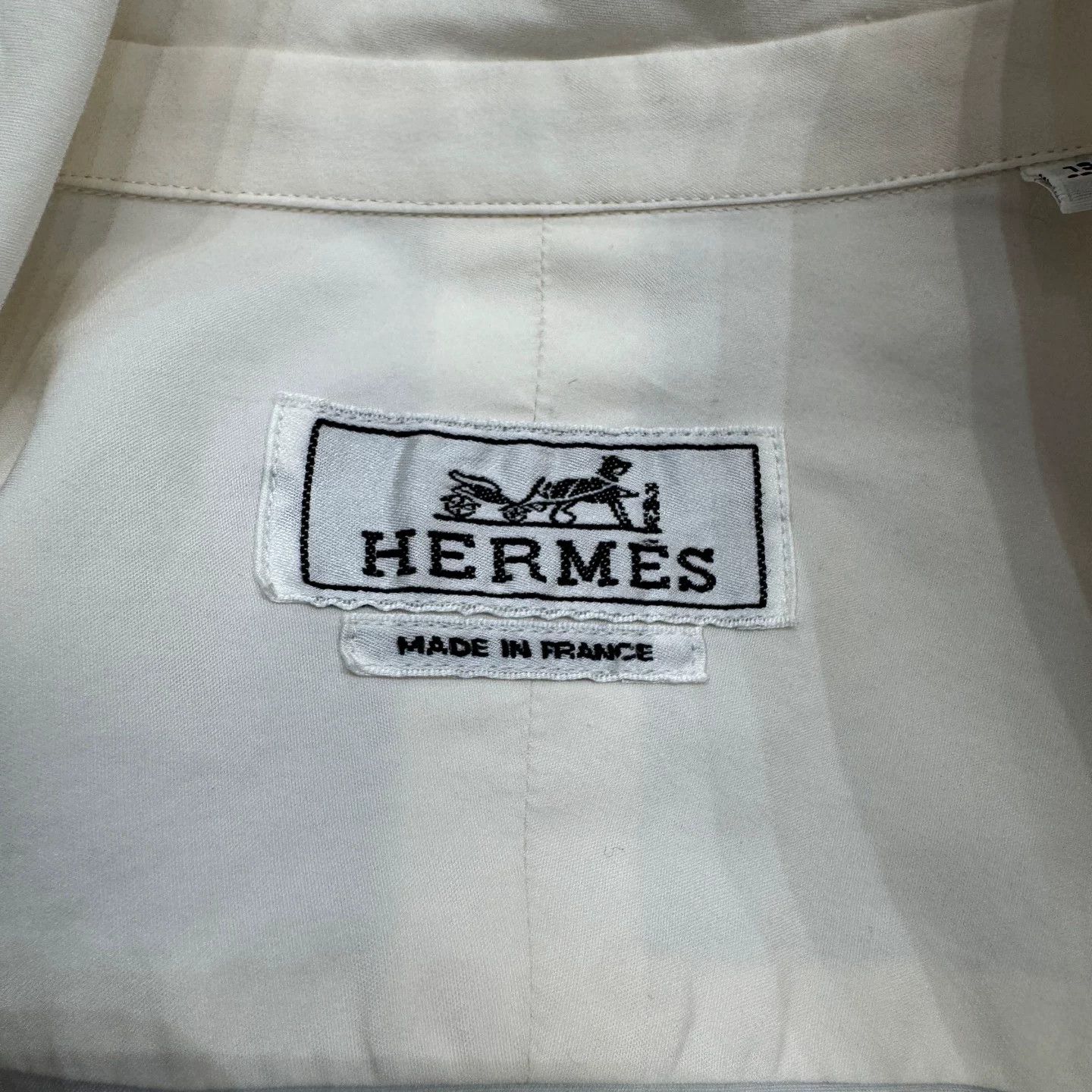 Hermes Hermes White Cotton Button Up Shirt Size M Size US M / EU 48-50 / 2 - 3 Thumbnail