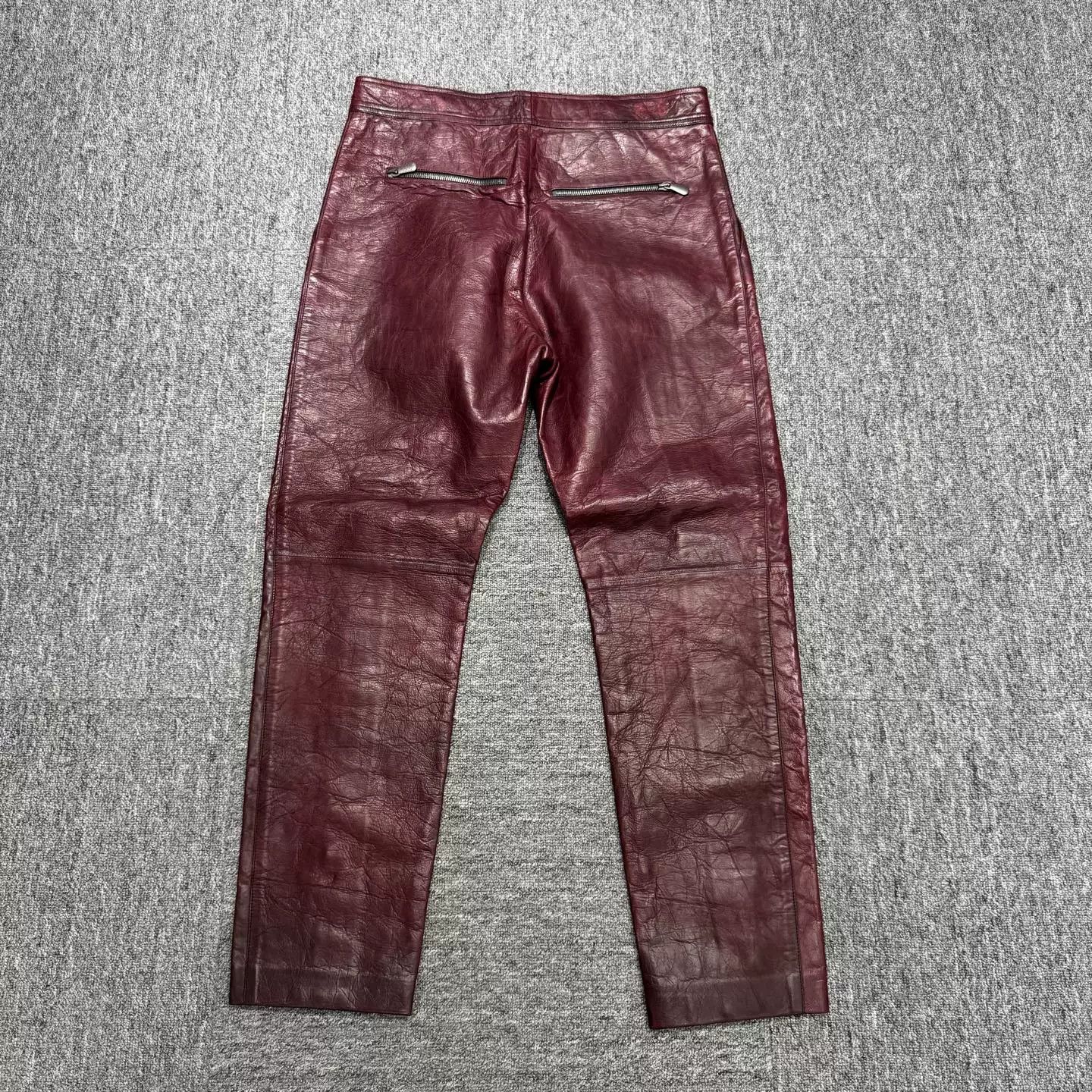 Bottega Veneta Bottega Veneta Red Leather Zip Trousers Size 32 Size US 32 / EU 48 - 5 Thumbnail