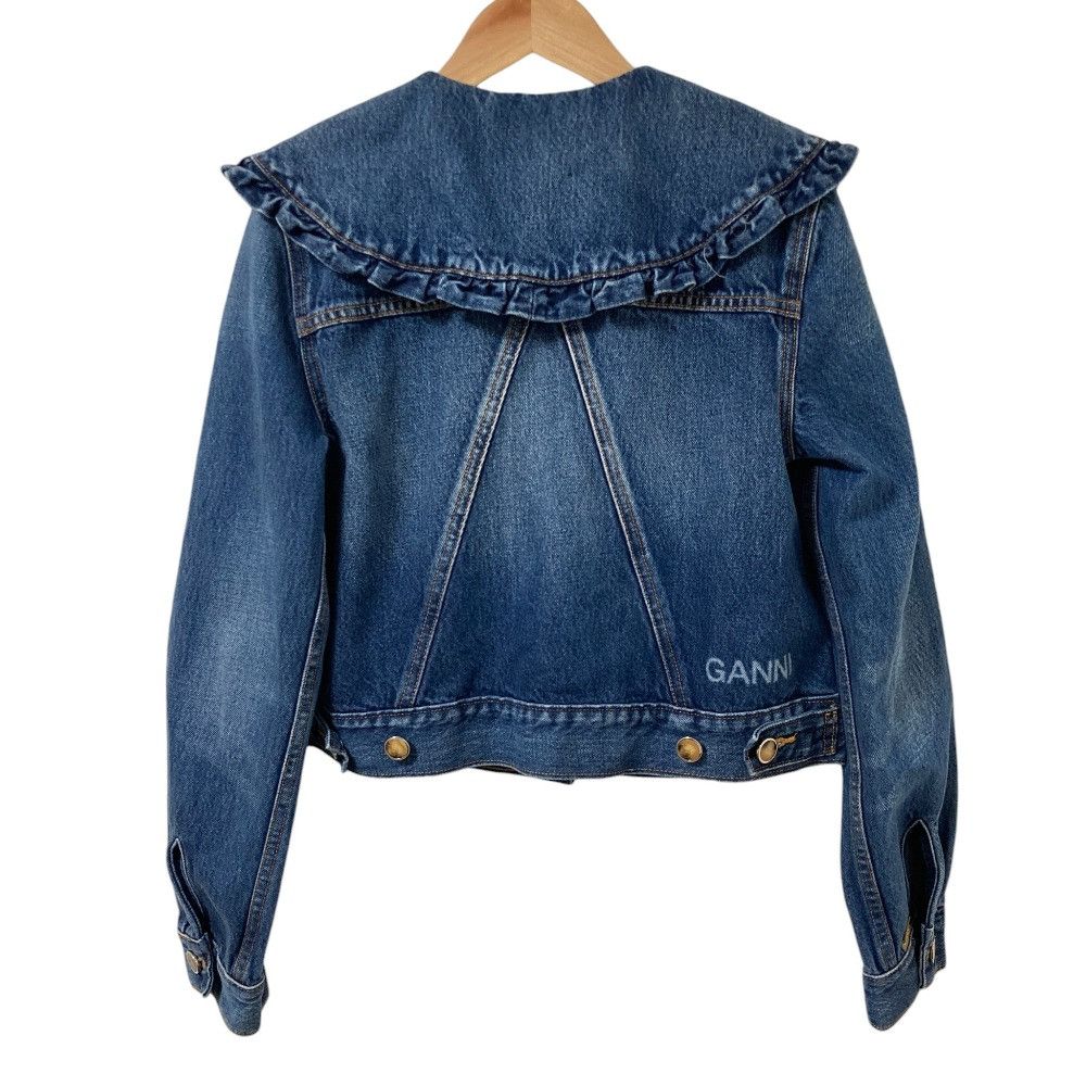 Other Other Ganni Ruffle Collar Denim Jacket Textile Outerwear DUTY FREE for USA Size ONE SIZE - 2 Thumbnail