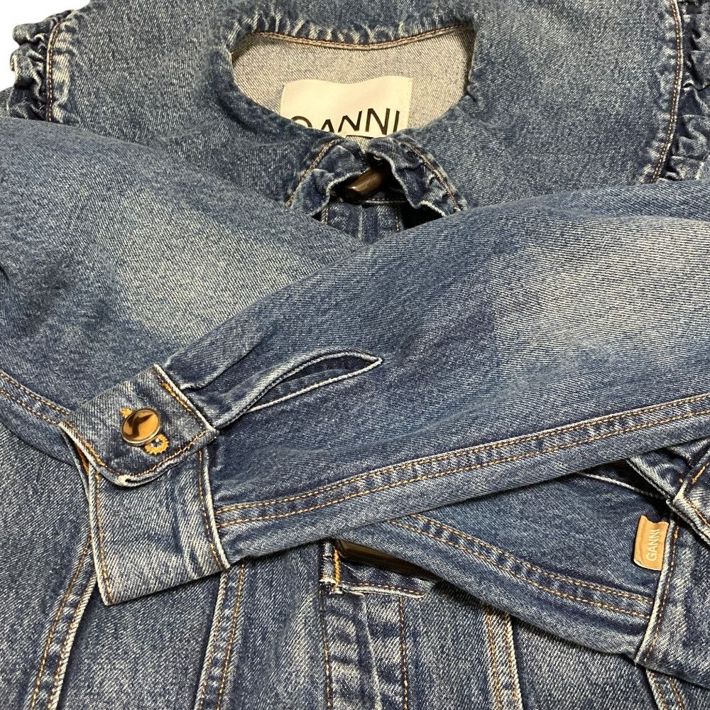 Other Other Ganni Ruffle Collar Denim Jacket Textile Outerwear DUTY FREE for USA Size ONE SIZE - 11 Thumbnail