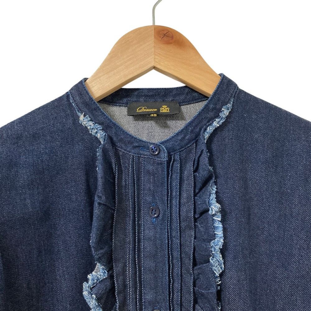 Other Other Drawer Cotton Silk Denim Frill Shirt Textile Tops 6511-299-0573 DUTY FREE for USA Size ONE SIZE - 3 Thumbnail