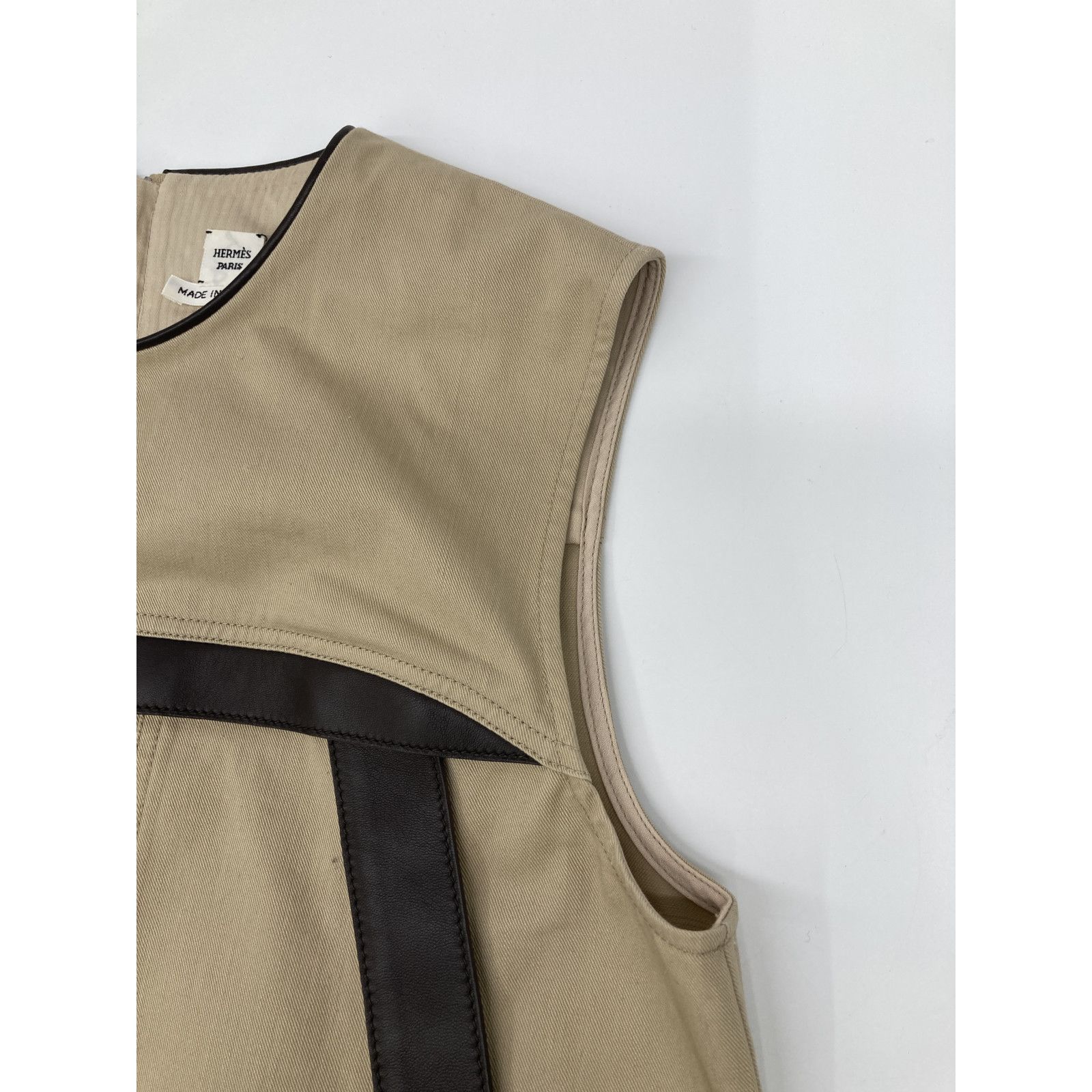 Hermes Hermes Hermes Cotton Leather Sleeveless Dress 36 Textile Dresses DUTY FREE for USA Size ONE SIZE - 8 Thumbnail