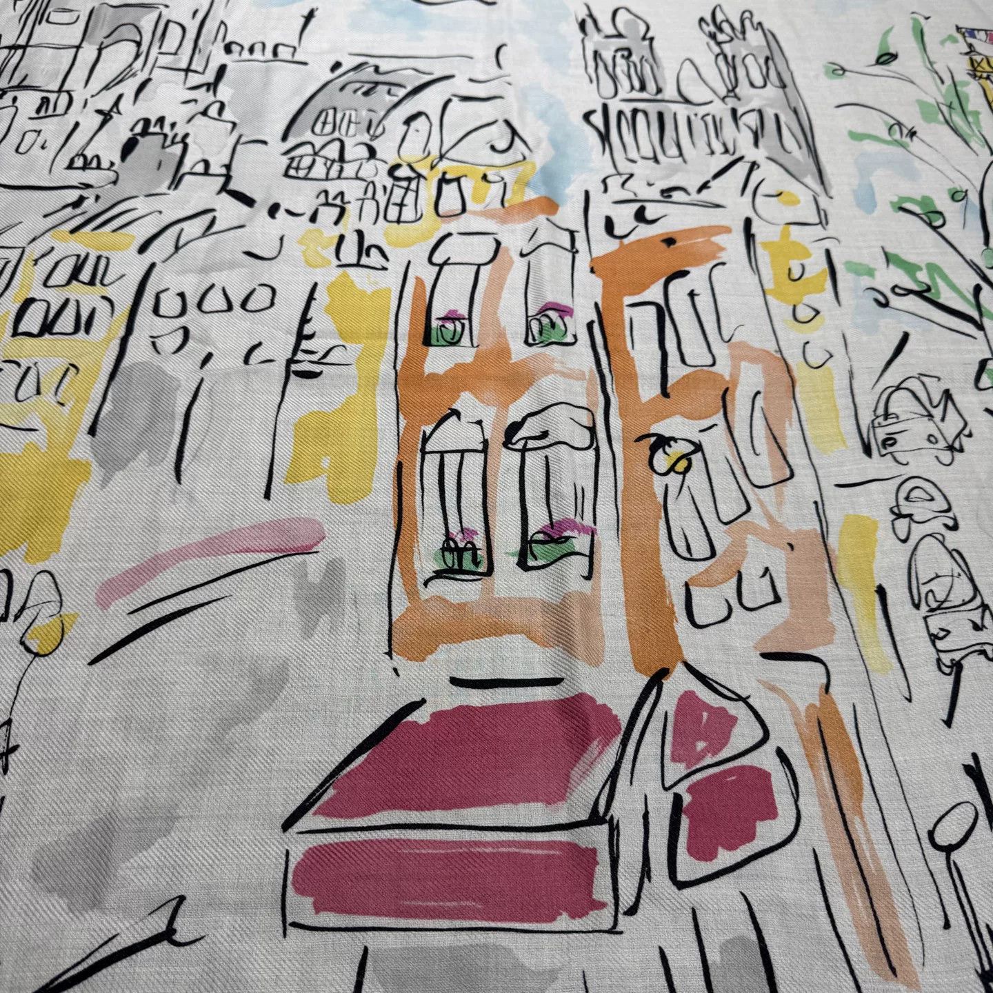 Loro Piana Loro Piana Paris Doodle Print Cashmere Silk Scarf Size ONE SIZE - 3 Thumbnail