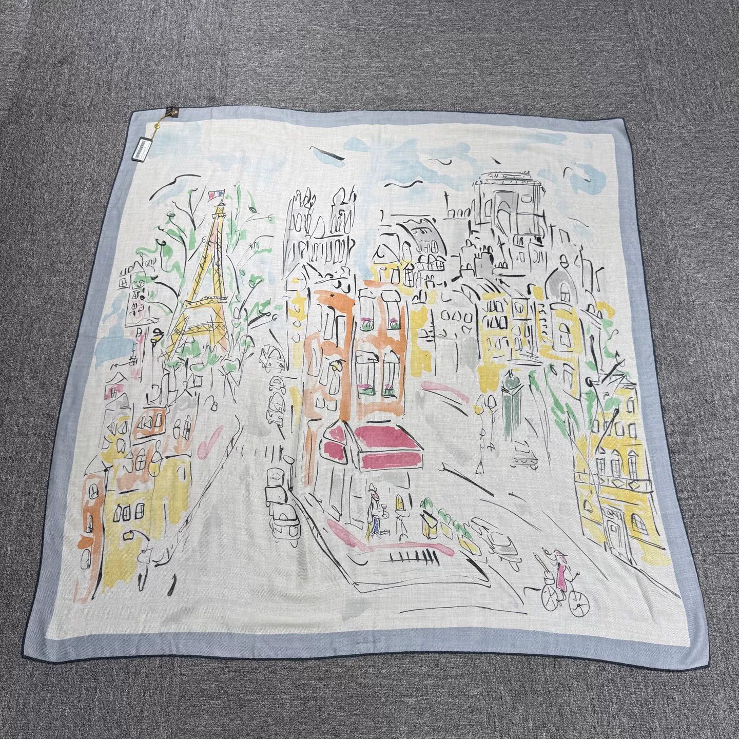 Loro Piana Loro Piana Paris Doodle Print Cashmere Silk Scarf Size ONE SIZE - 5 Thumbnail
