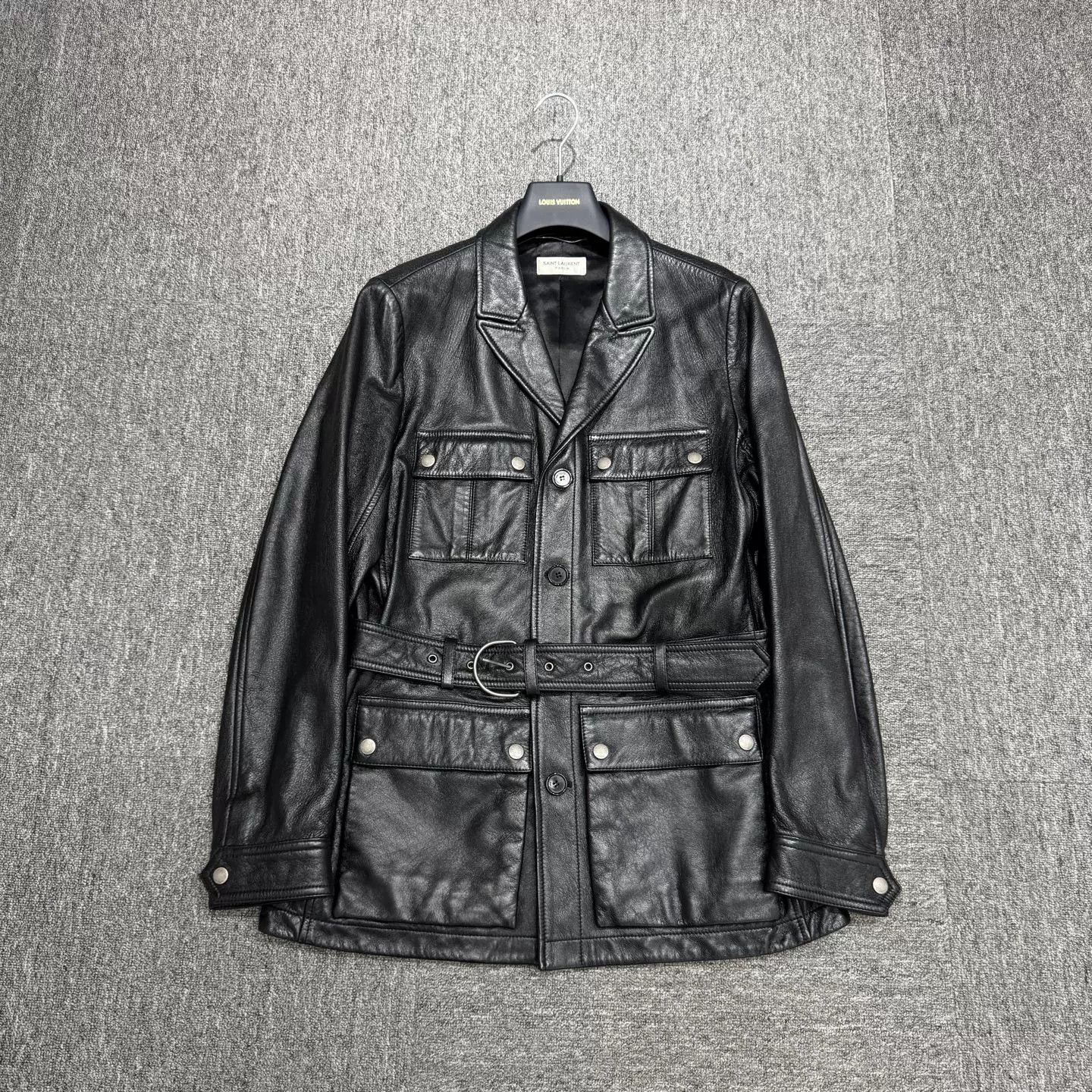 Saint Laurent Paris Saint Laurent Belted Leather Jacket Size 50 Size US M / EU 48-50 / 2 - 2 Thumbnail