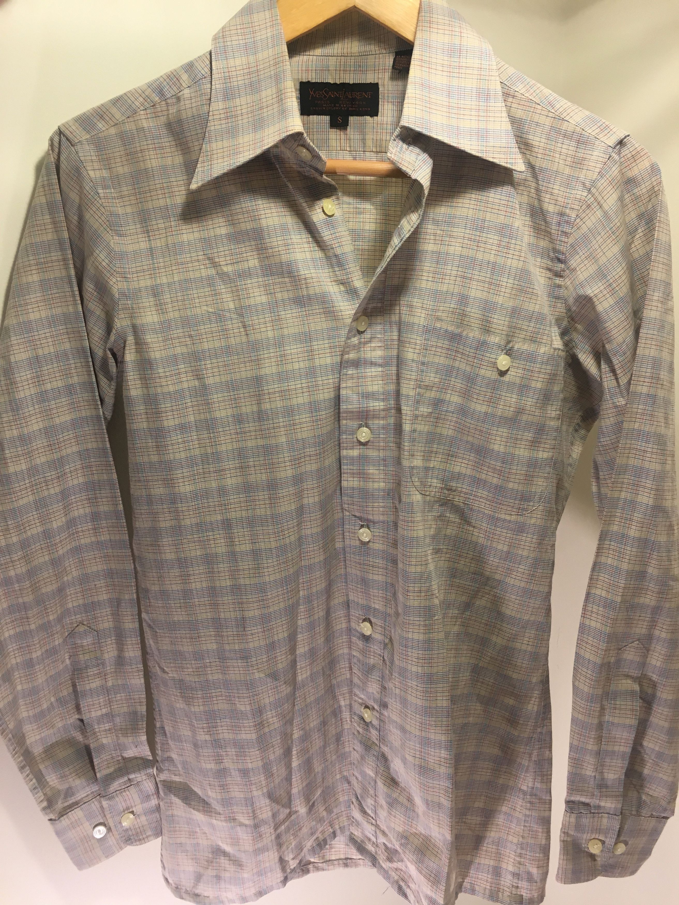 Cheapest Mens Yves Saint Laurent plaid buttondown