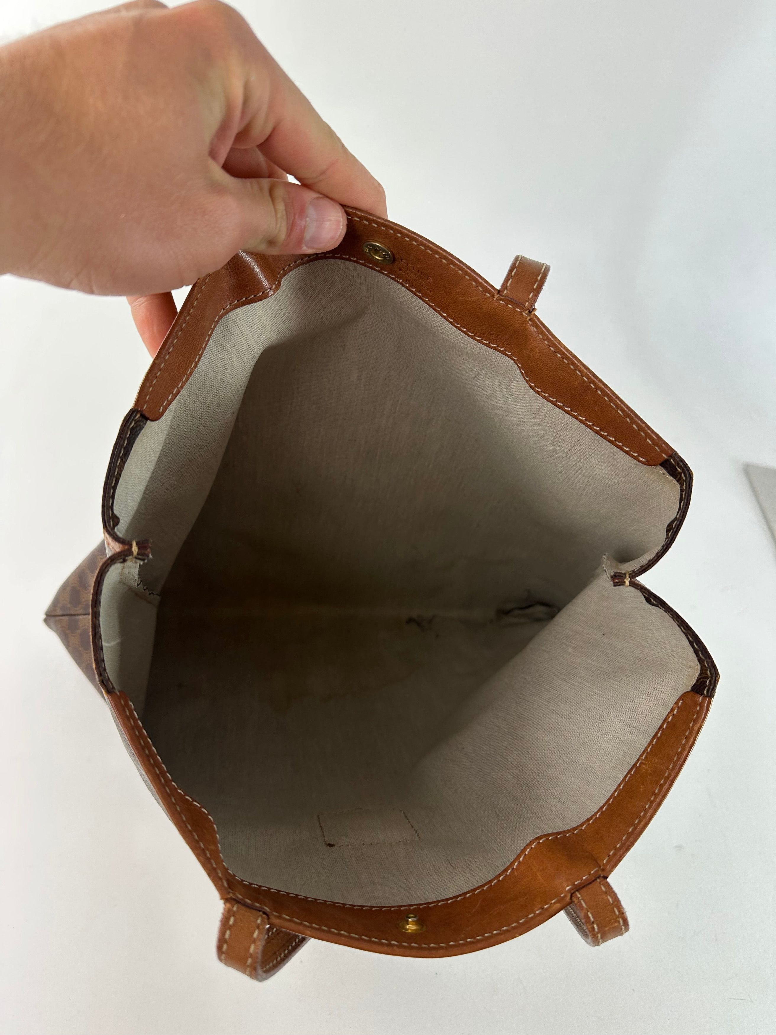 Celine Vintage Macadam Canvas Tote Bag Dark Brown Size ONE SIZE - 3 Thumbnail
