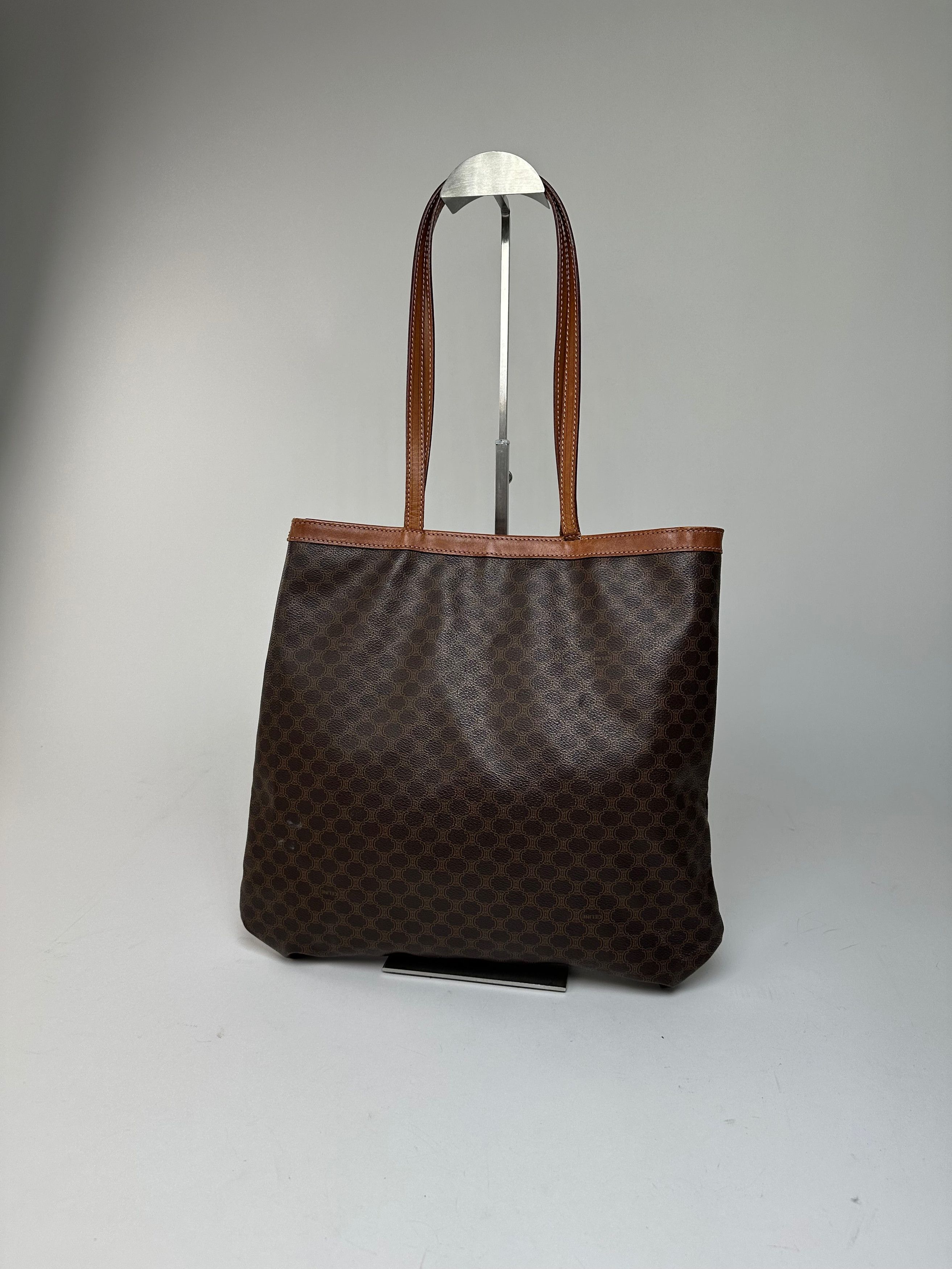 Celine Vintage Macadam Canvas Tote Bag Dark Brown Size ONE SIZE - 12 Thumbnail