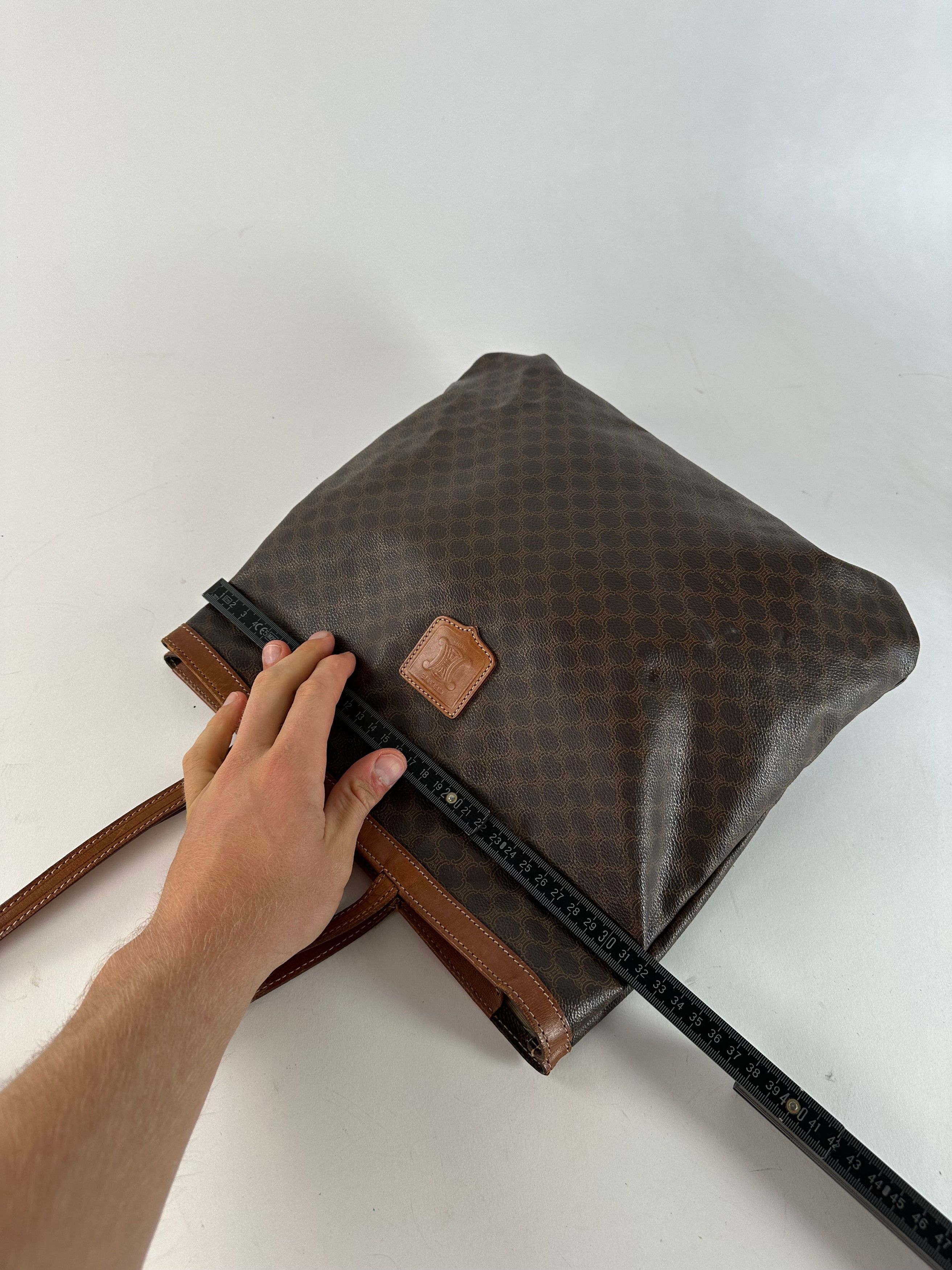Celine Vintage Macadam Canvas Tote Bag Dark Brown Size ONE SIZE - 8 Thumbnail