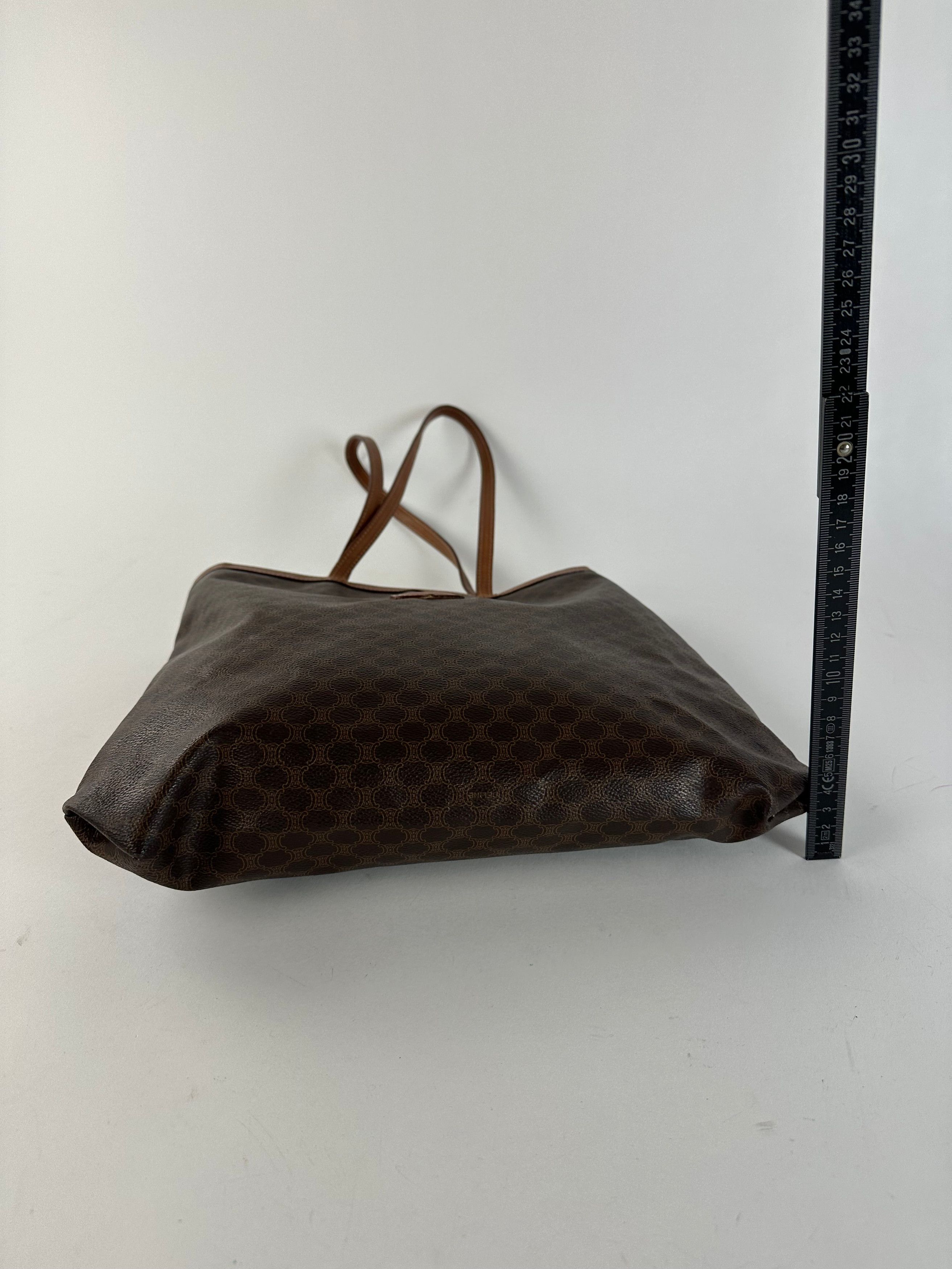 Celine Vintage Macadam Canvas Tote Bag Dark Brown Size ONE SIZE - 10 Thumbnail