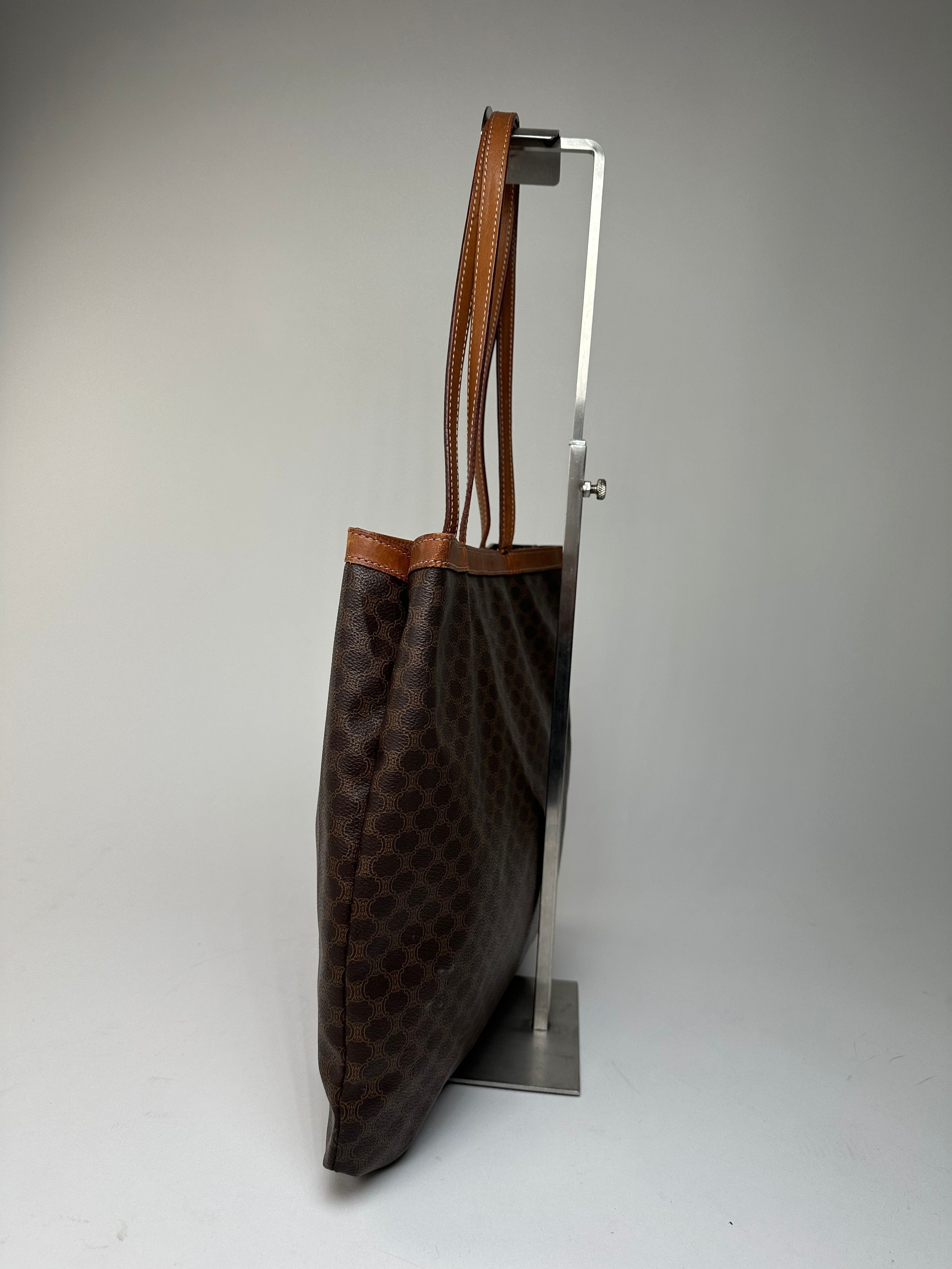 Celine Vintage Macadam Canvas Tote Bag Dark Brown Size ONE SIZE - 5 Thumbnail
