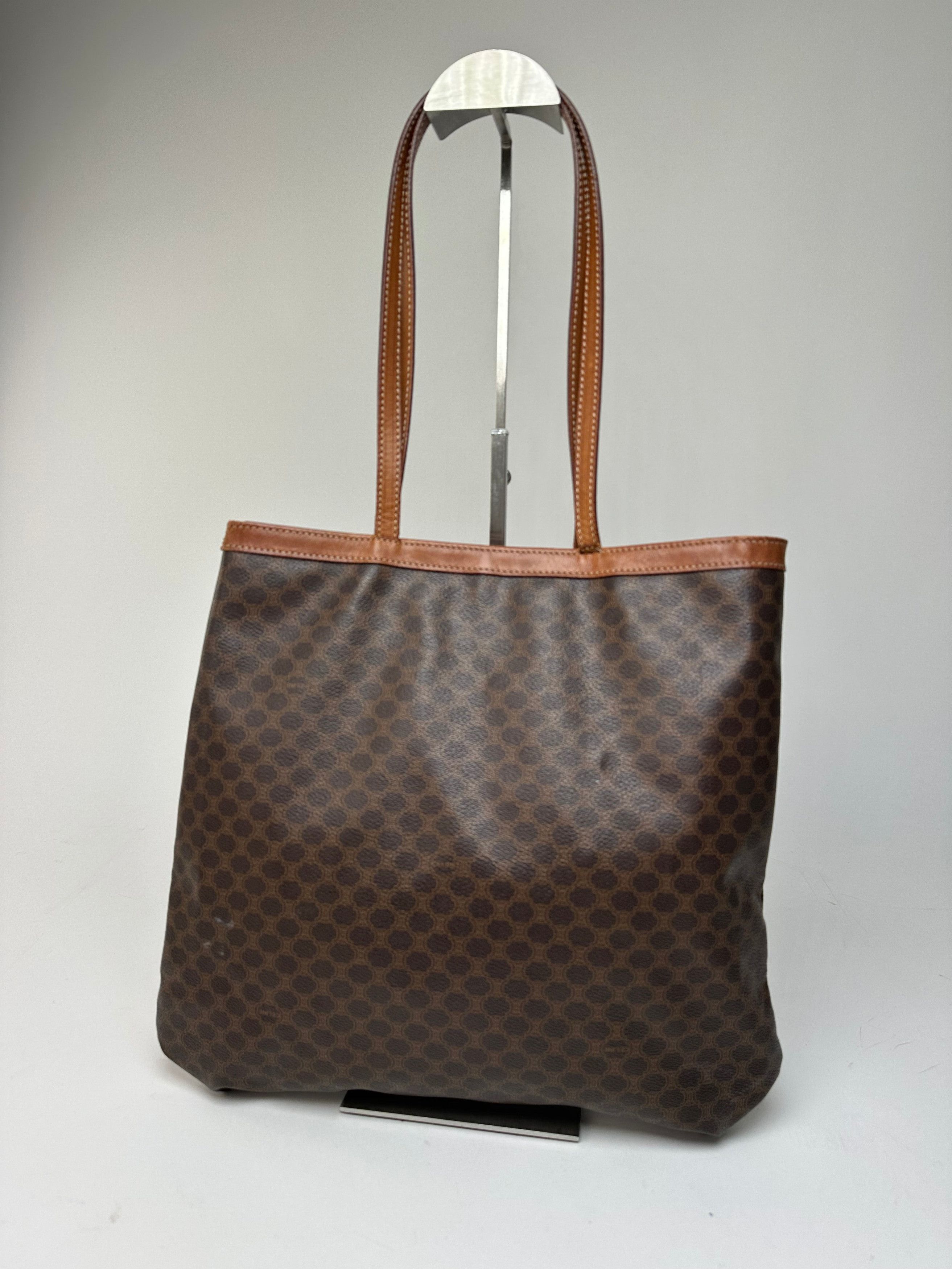 Celine Vintage Macadam Canvas Tote Bag Dark Brown Size ONE SIZE - 2 Thumbnail