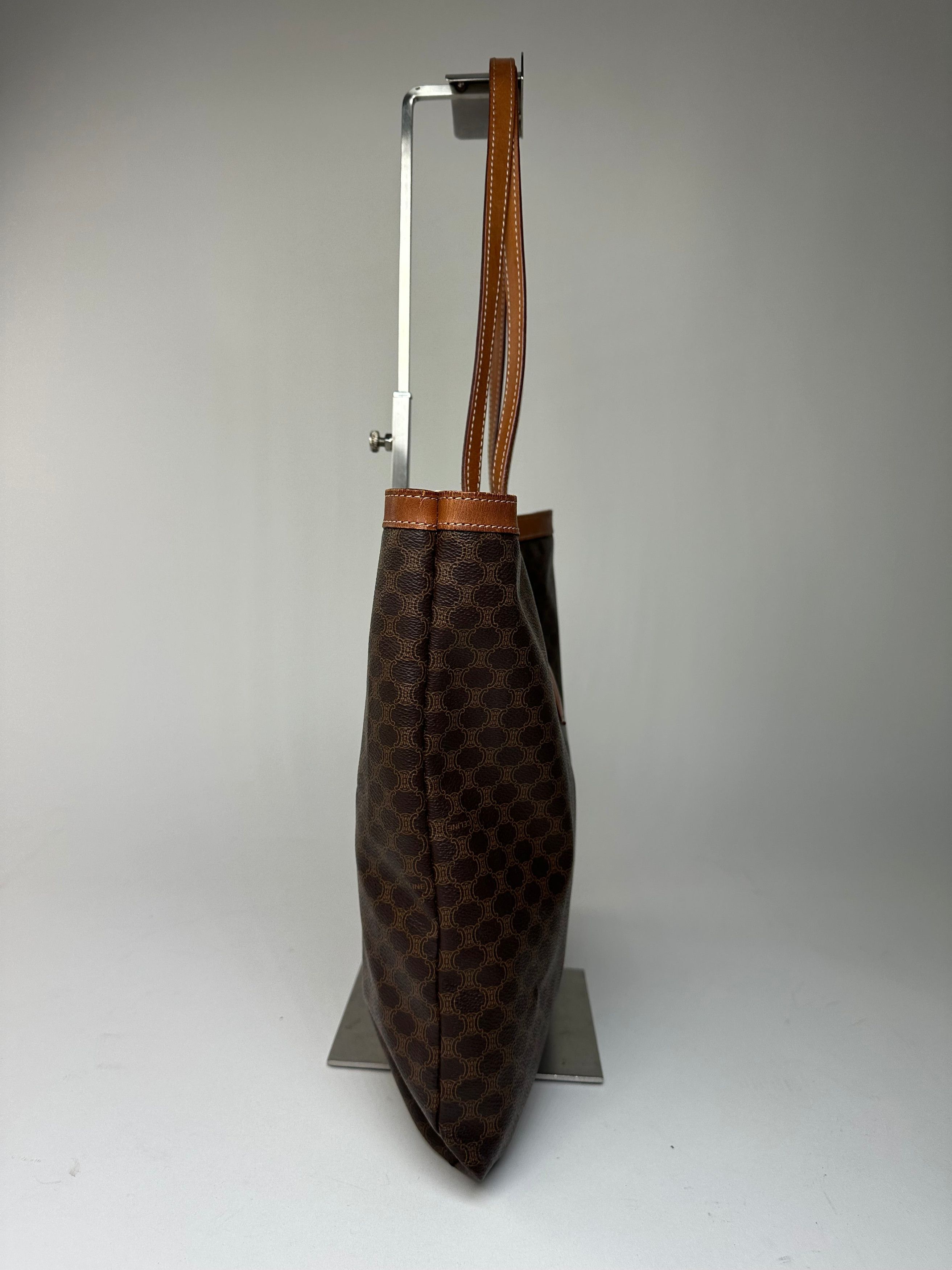 Celine Vintage Macadam Canvas Tote Bag Dark Brown Size ONE SIZE - 7 Thumbnail