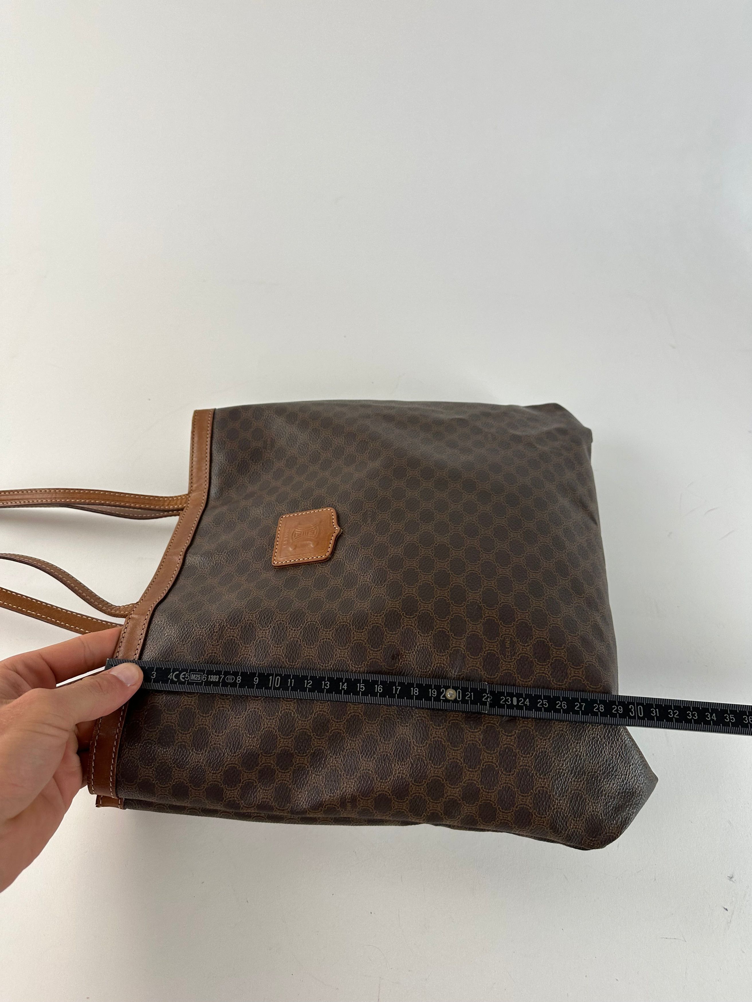 Celine Vintage Macadam Canvas Tote Bag Dark Brown Size ONE SIZE - 9 Thumbnail