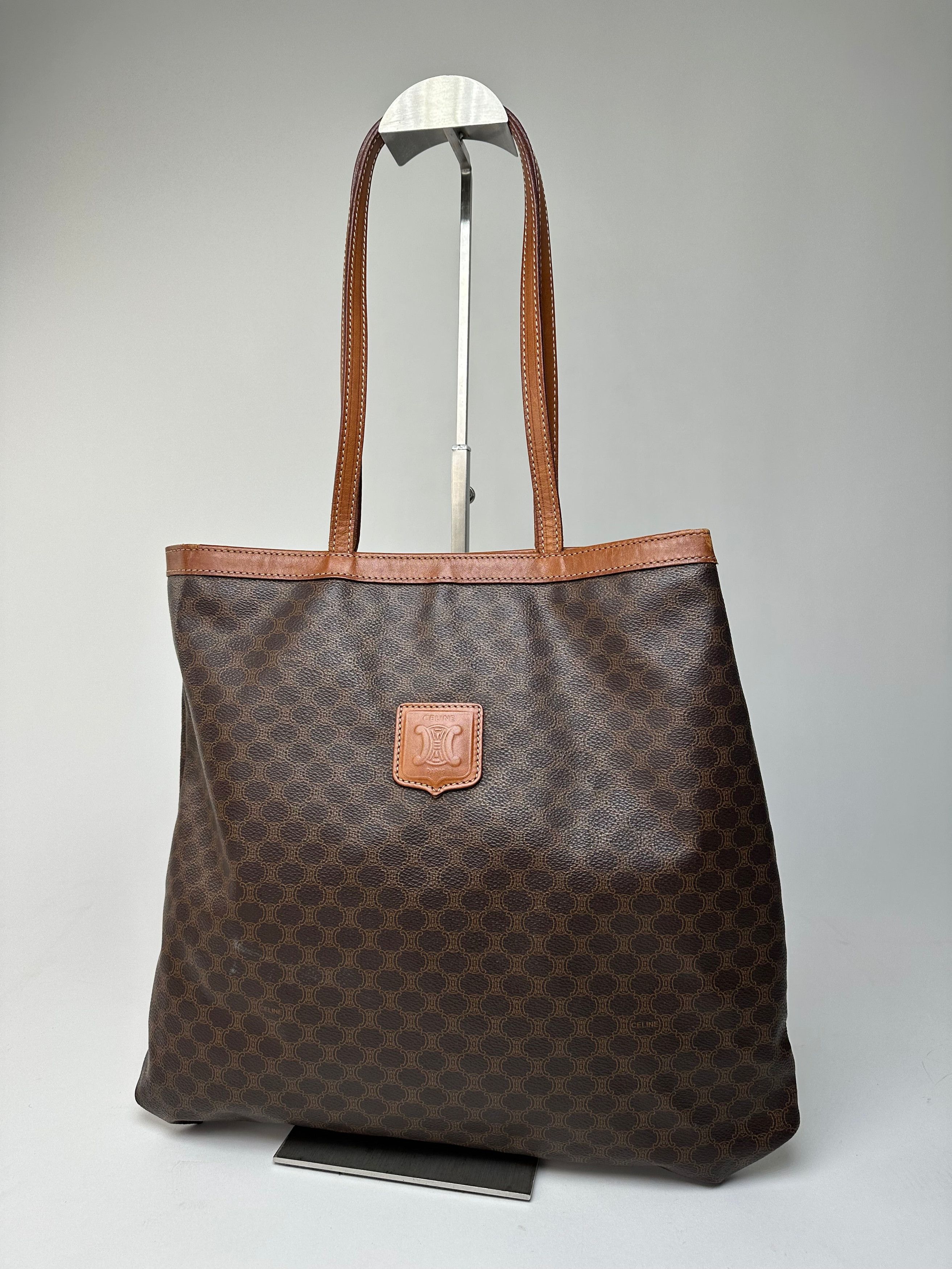 Celine Vintage Macadam Canvas Tote Bag Dark Brown Size ONE SIZE - 11 Thumbnail