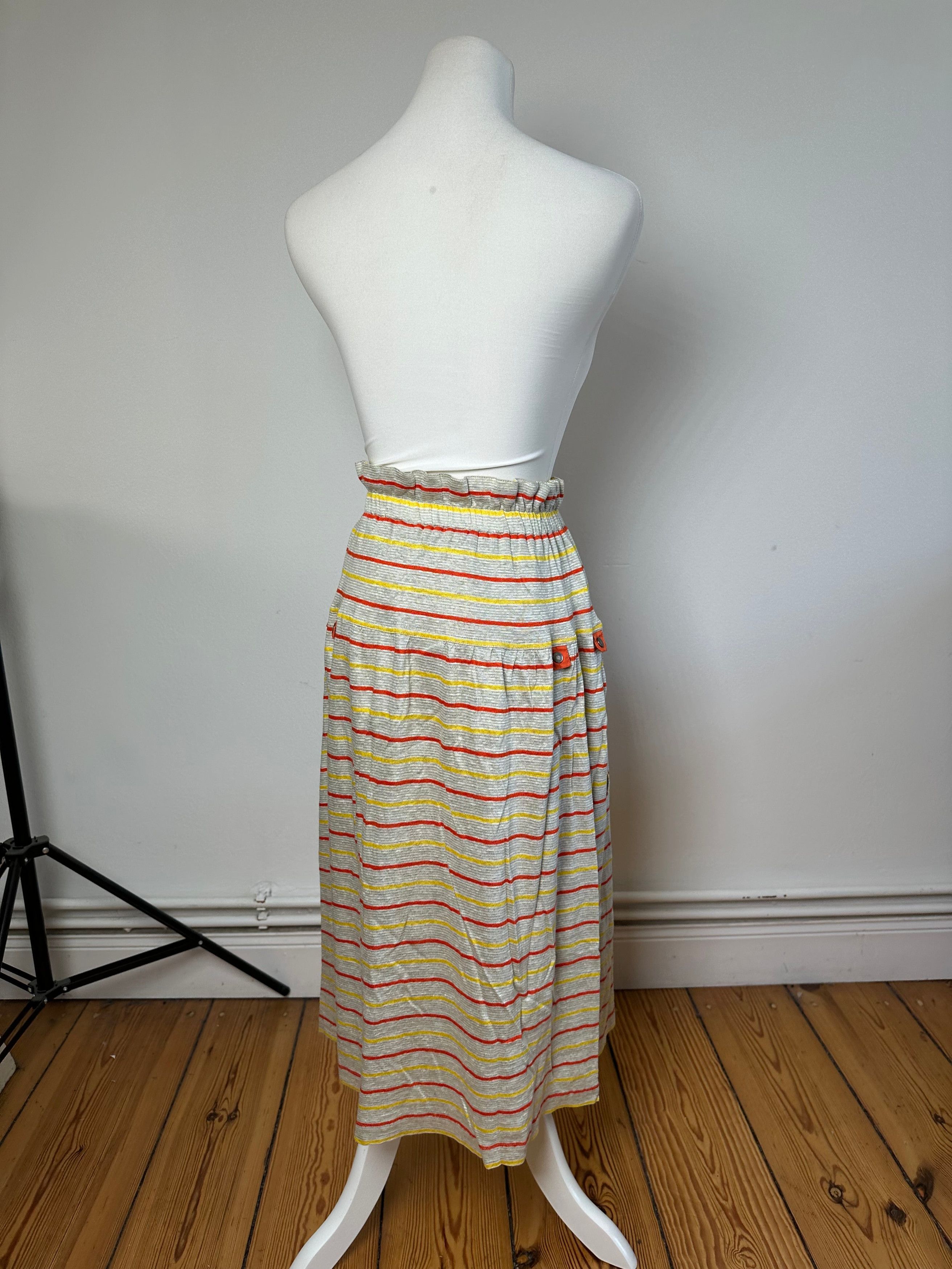 Dior Vintage Sport Striped Knit Midi Skirt Grey Size 30" / US 8 / IT 44 - 3 Thumbnail