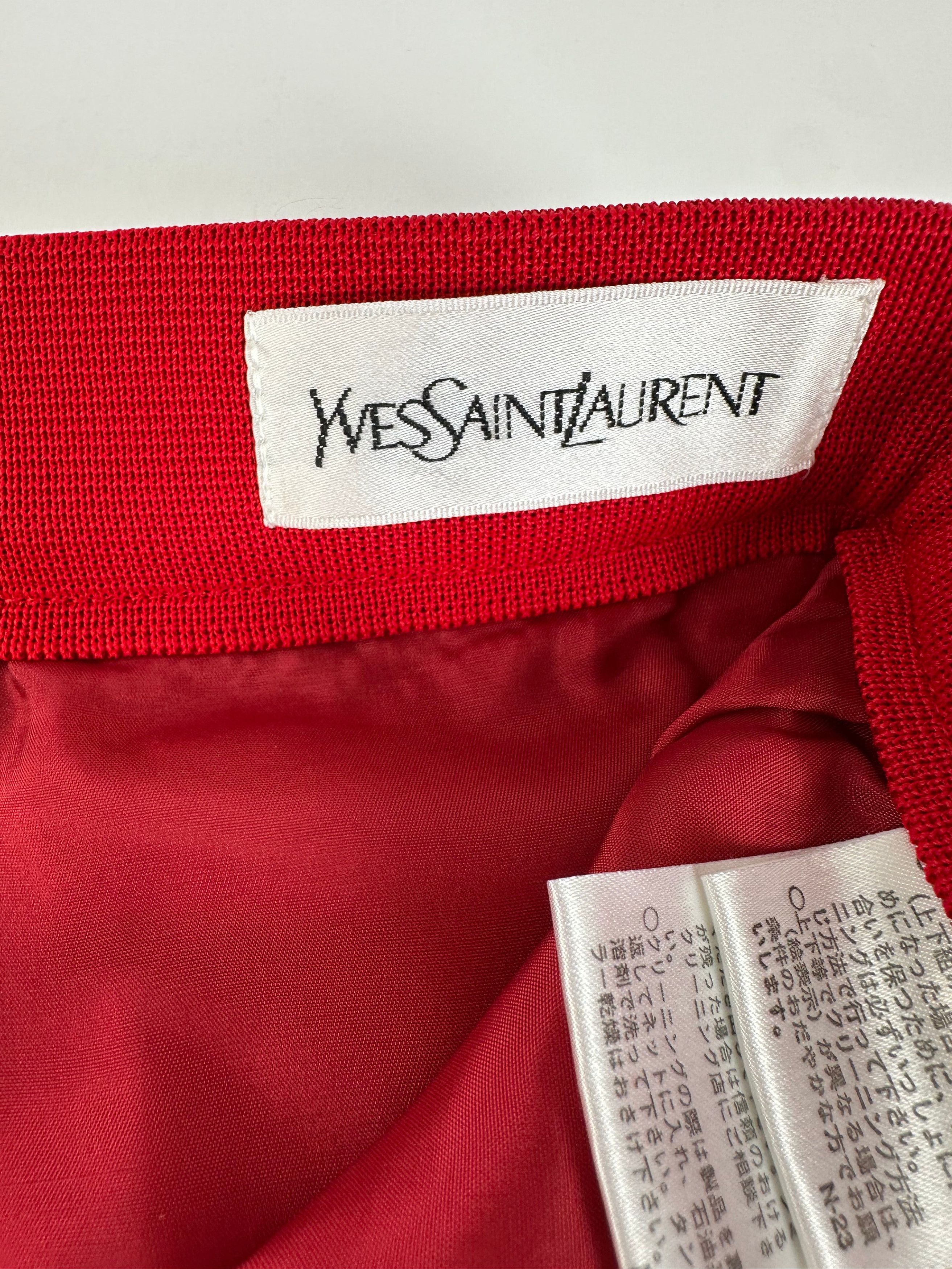 Yves Saint Laurent Vintage Wool Skirt Red S Size 27" / US 4 / IT 40 - 8 Thumbnail