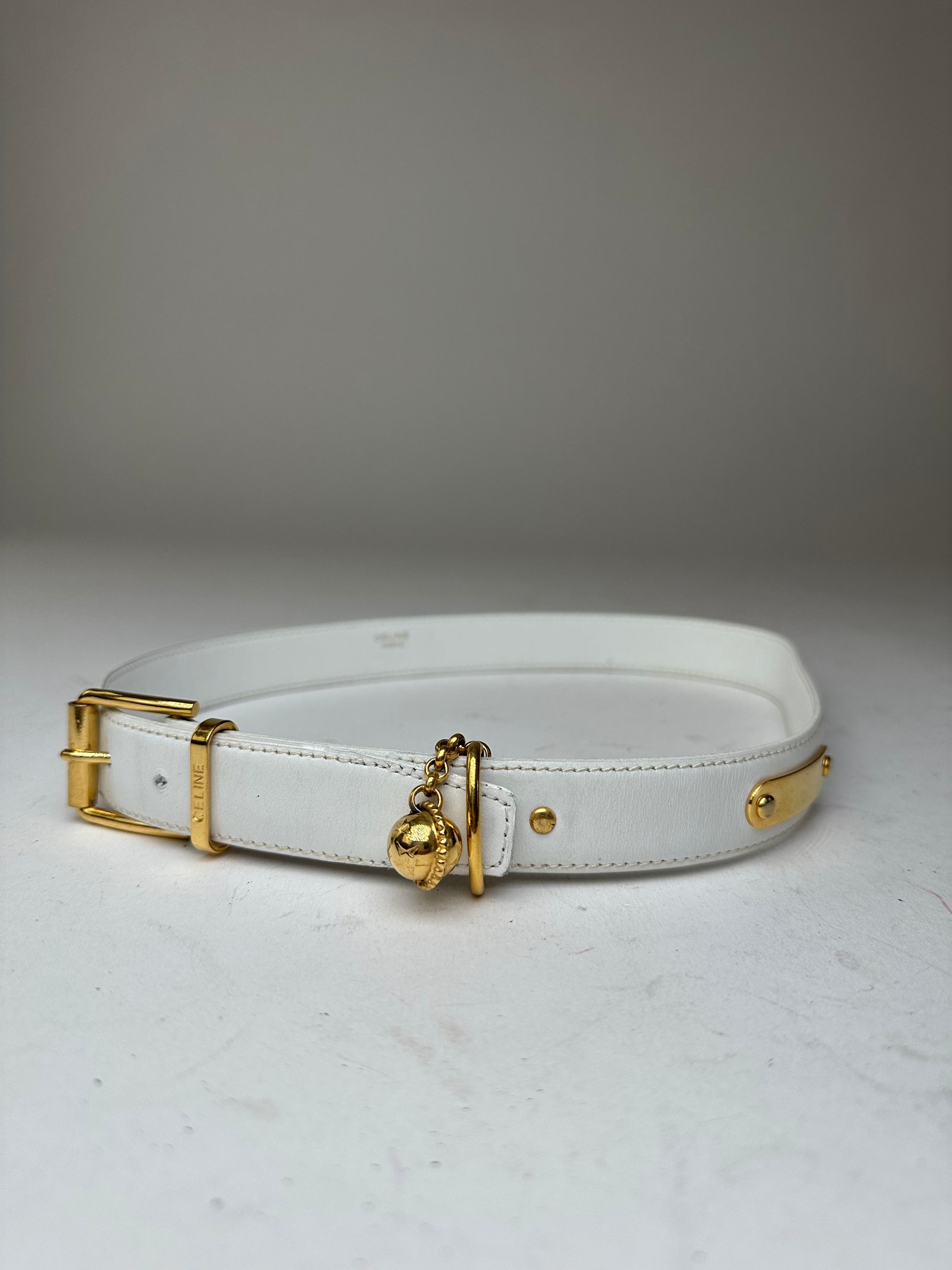 Celine Vintage Belt White Leather Size ONE SIZE - 4 Thumbnail