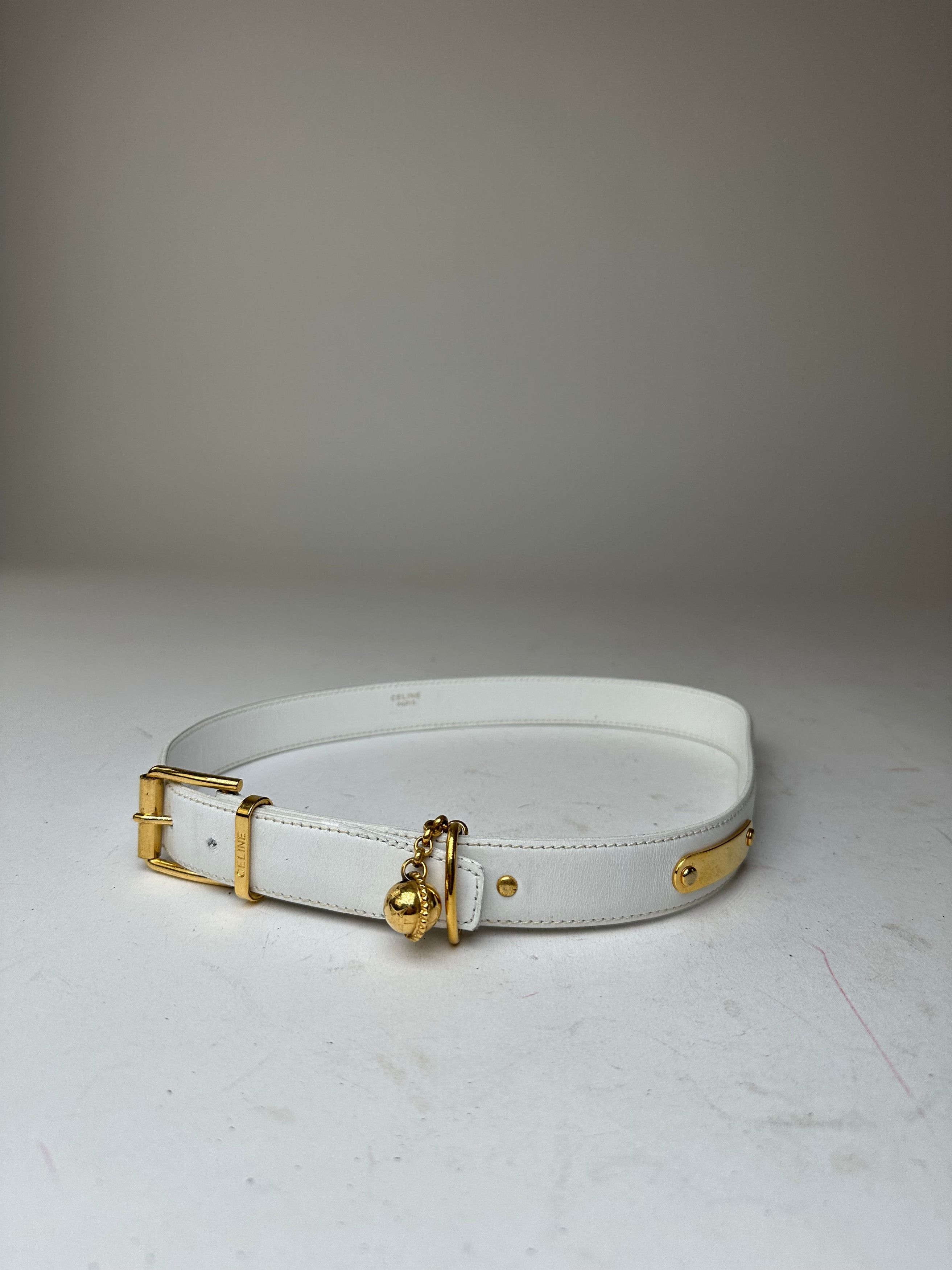 Celine Vintage Belt White Leather Size ONE SIZE - 10 Thumbnail