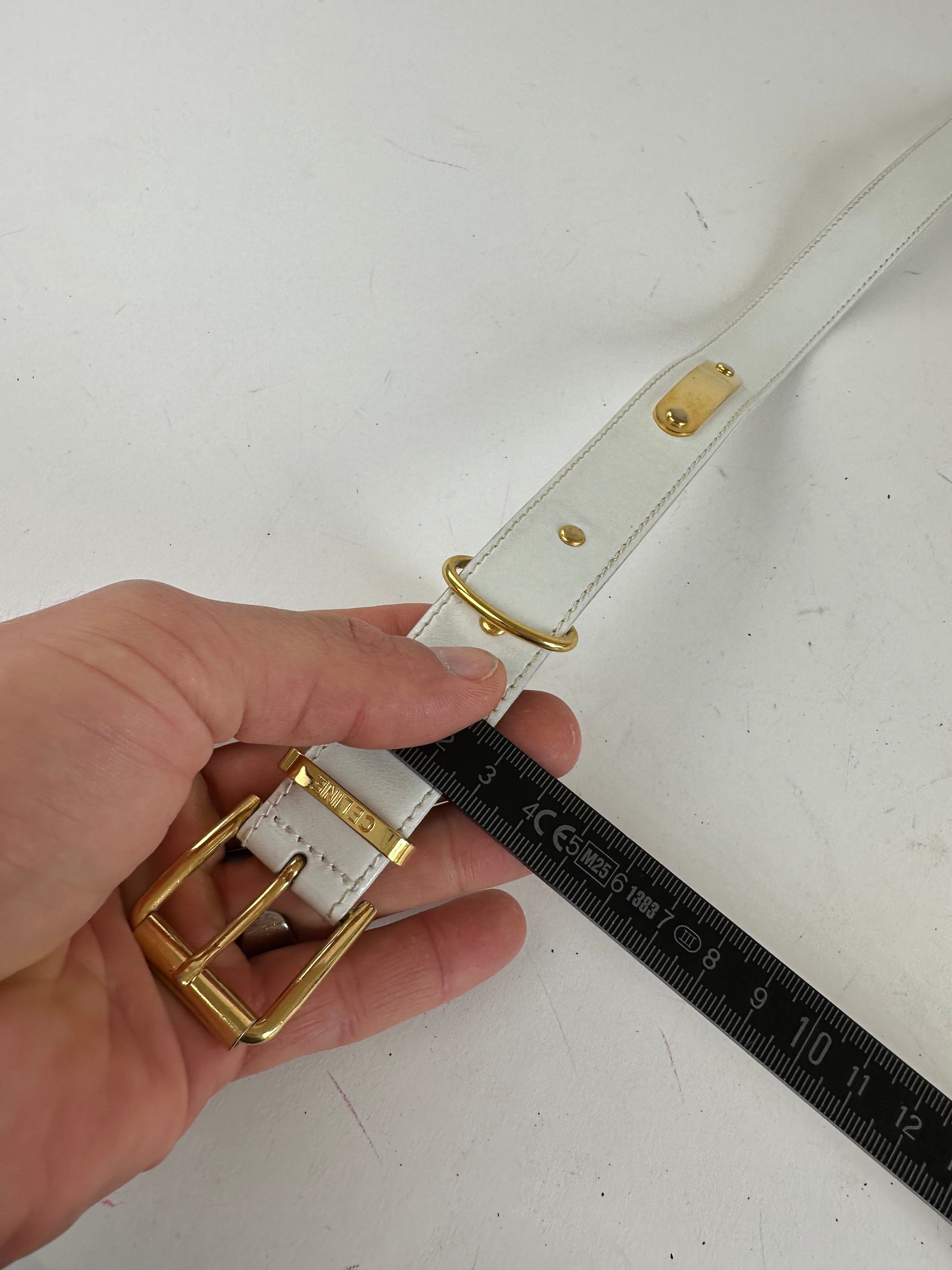 Celine Vintage Belt White Leather Size ONE SIZE - 9 Thumbnail