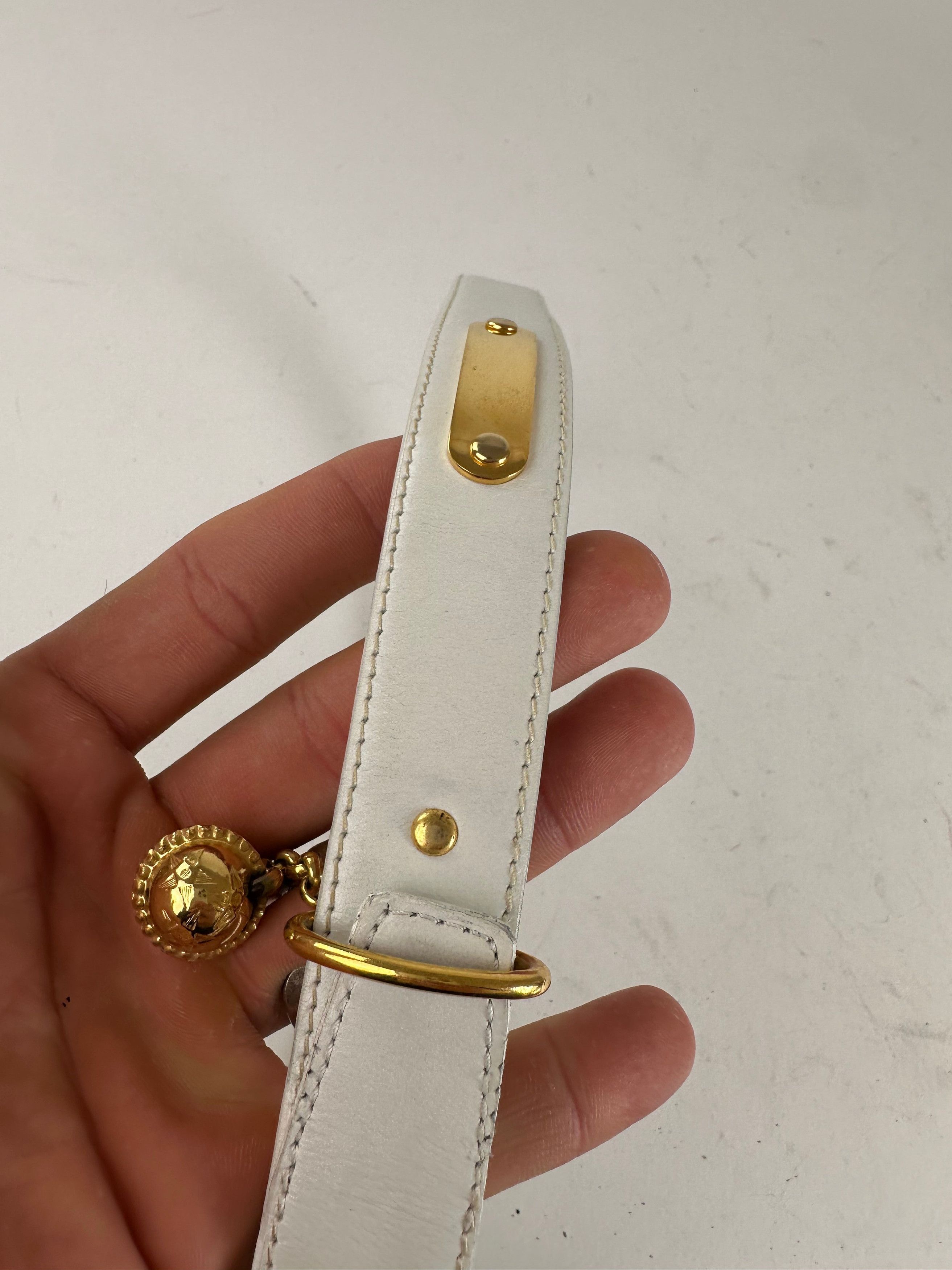 Celine Vintage Belt White Leather Size ONE SIZE - 3 Thumbnail