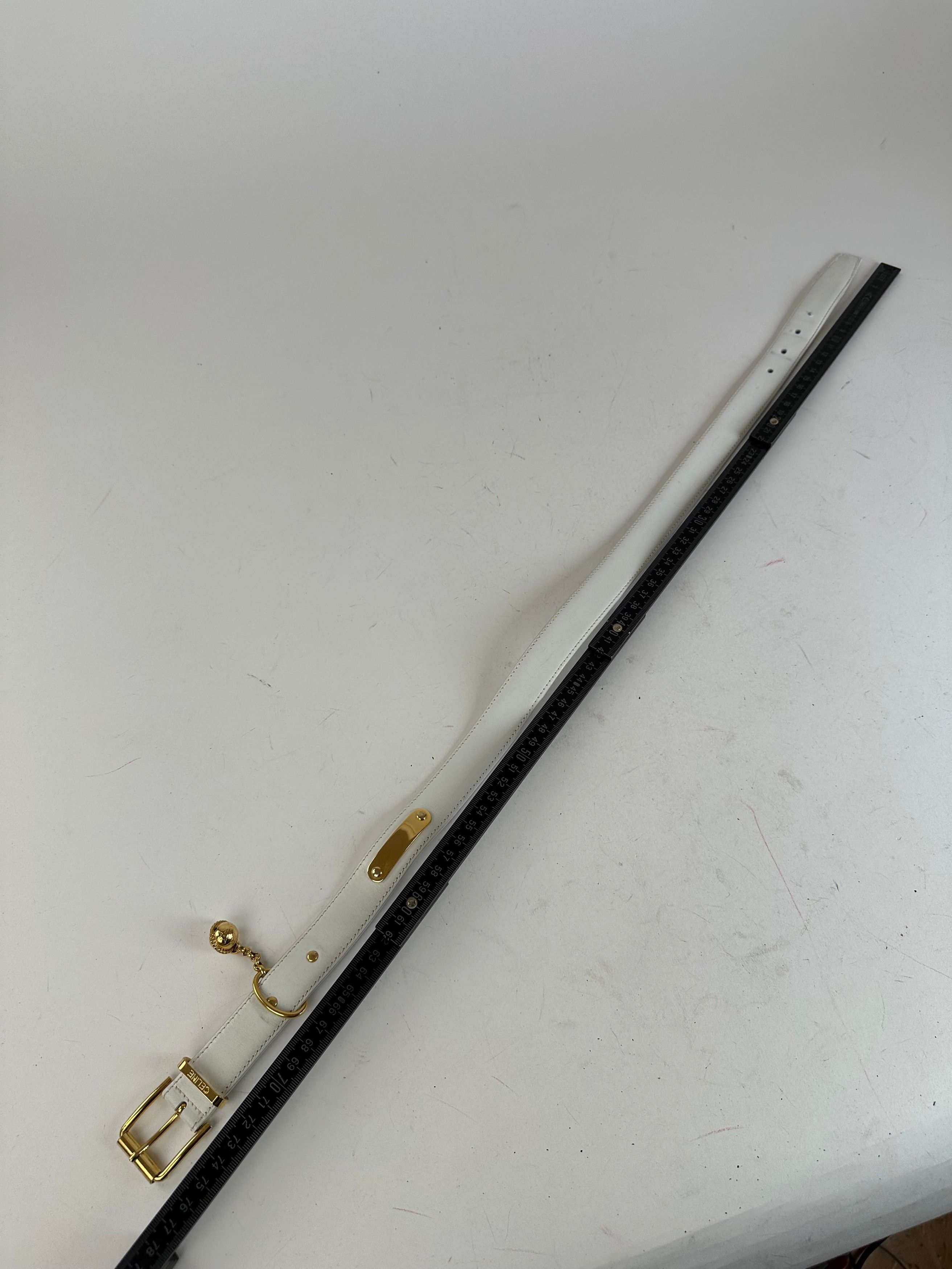Celine Vintage Belt White Leather Size ONE SIZE - 8 Thumbnail