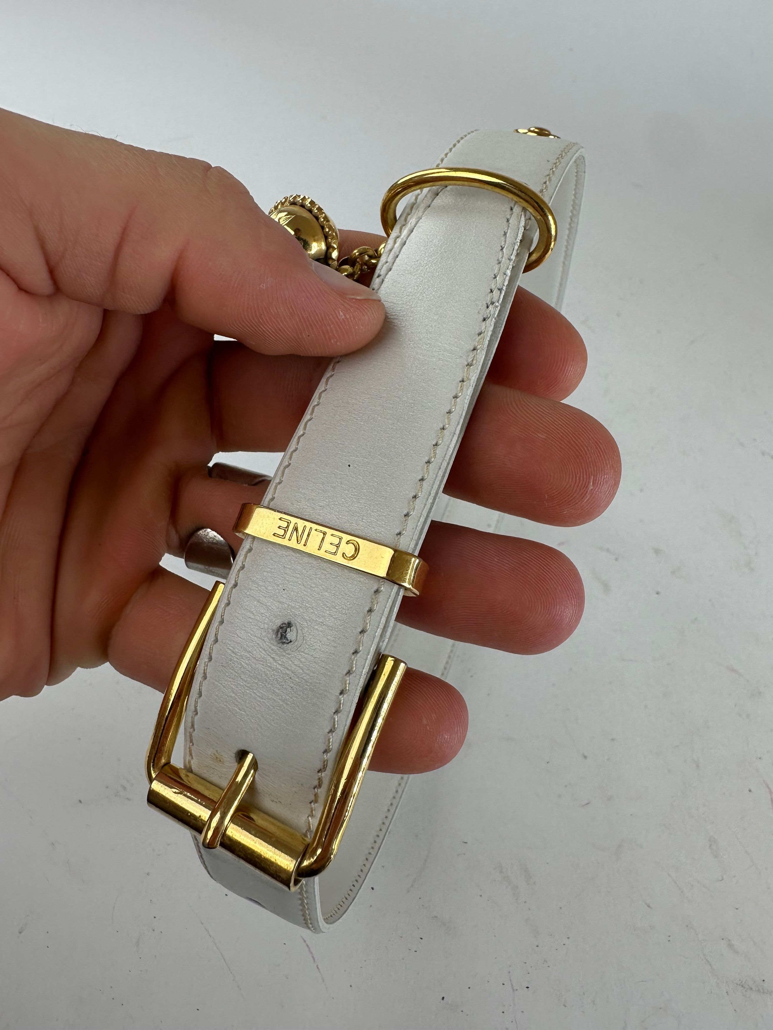 Celine Vintage Belt White Leather Size ONE SIZE - 2 Thumbnail