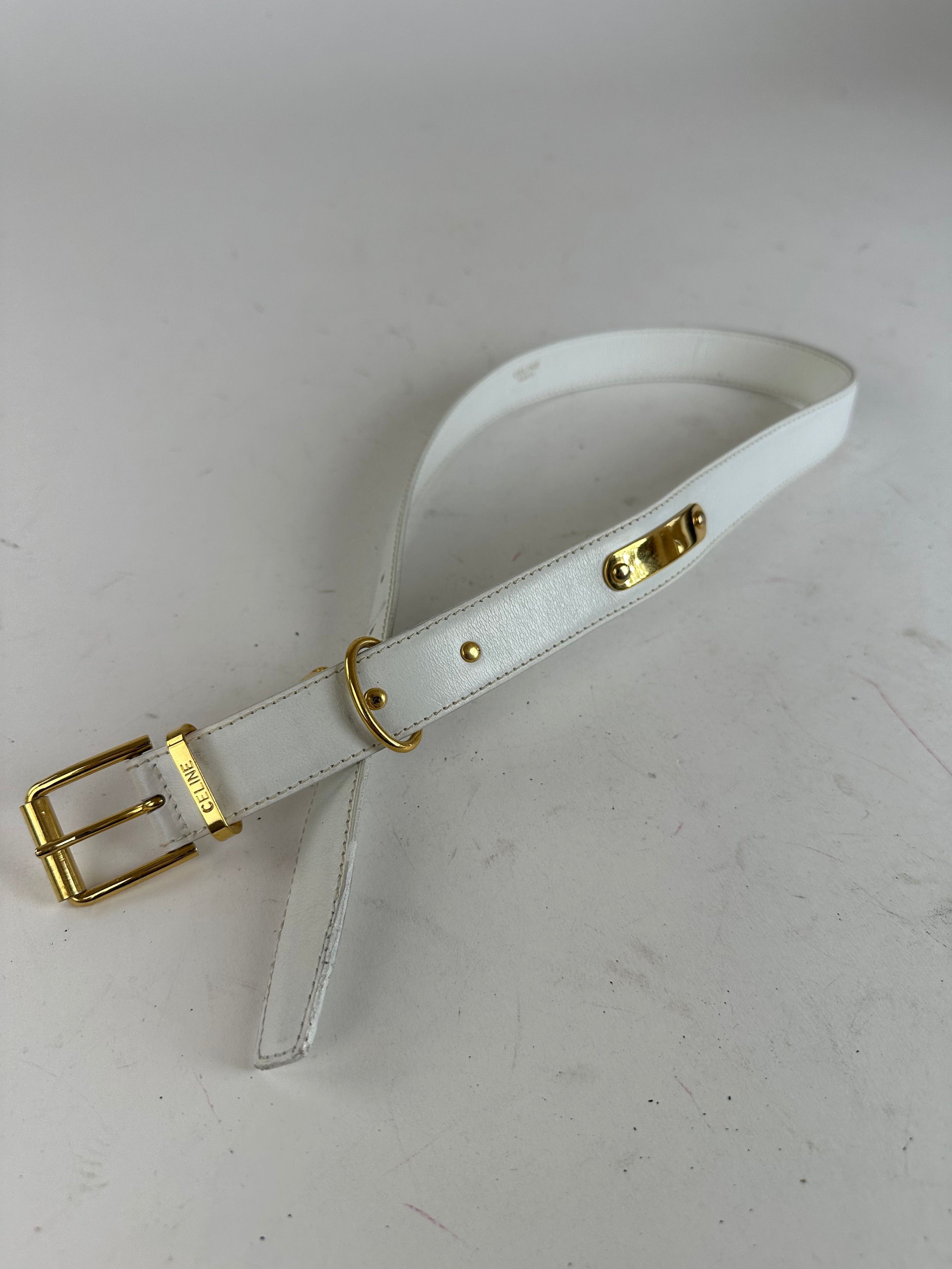 Celine Vintage Belt White Leather Size ONE SIZE - 7 Thumbnail